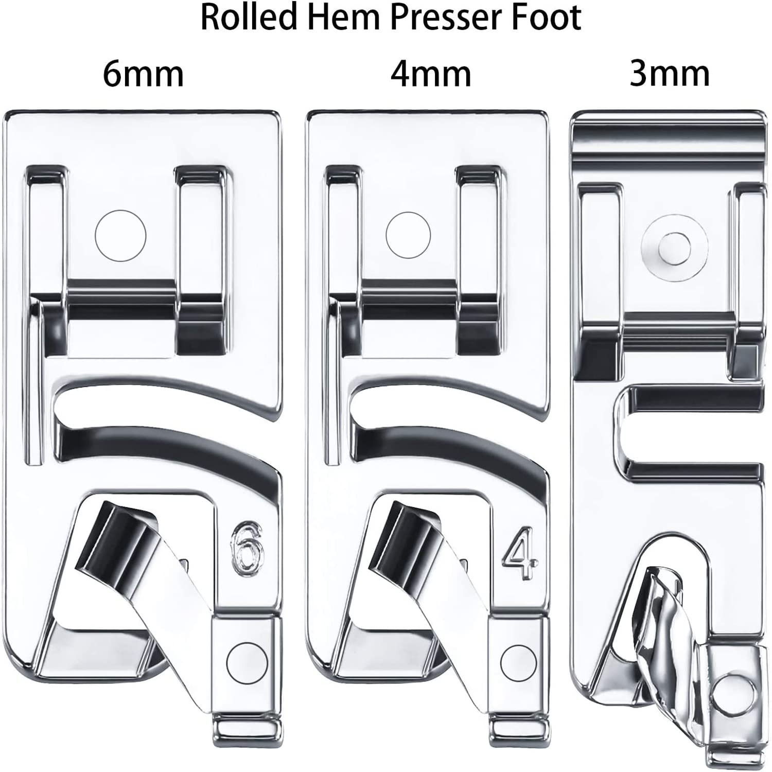Jasol Steel Pico Snap-on Foot for Picko All Automatic Sewing Machines Rolled Hem Sewing Machine Presser Foot Set Suitable for Household Multi-Function Singer Usha Brother Janome Rajesh Pack of 3 — Amazon image 2