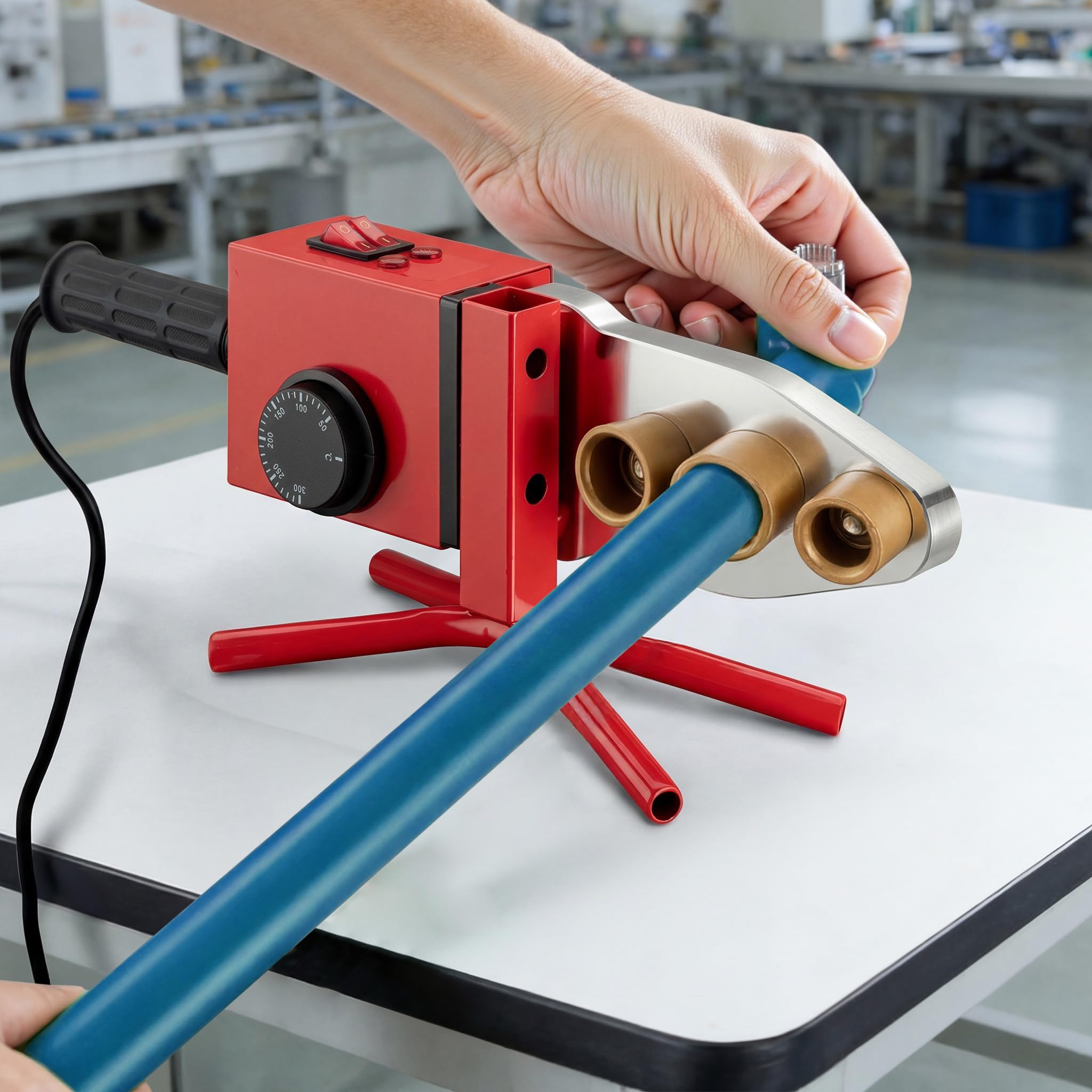 Wiltec PE-Rohr Schweißgerät 2000 W bis 300°C, Muffenschweißgerät inkl. 7 Heizdorne 16-63 mm, Schweissgerät für Rohre, Muffen und Formstücke