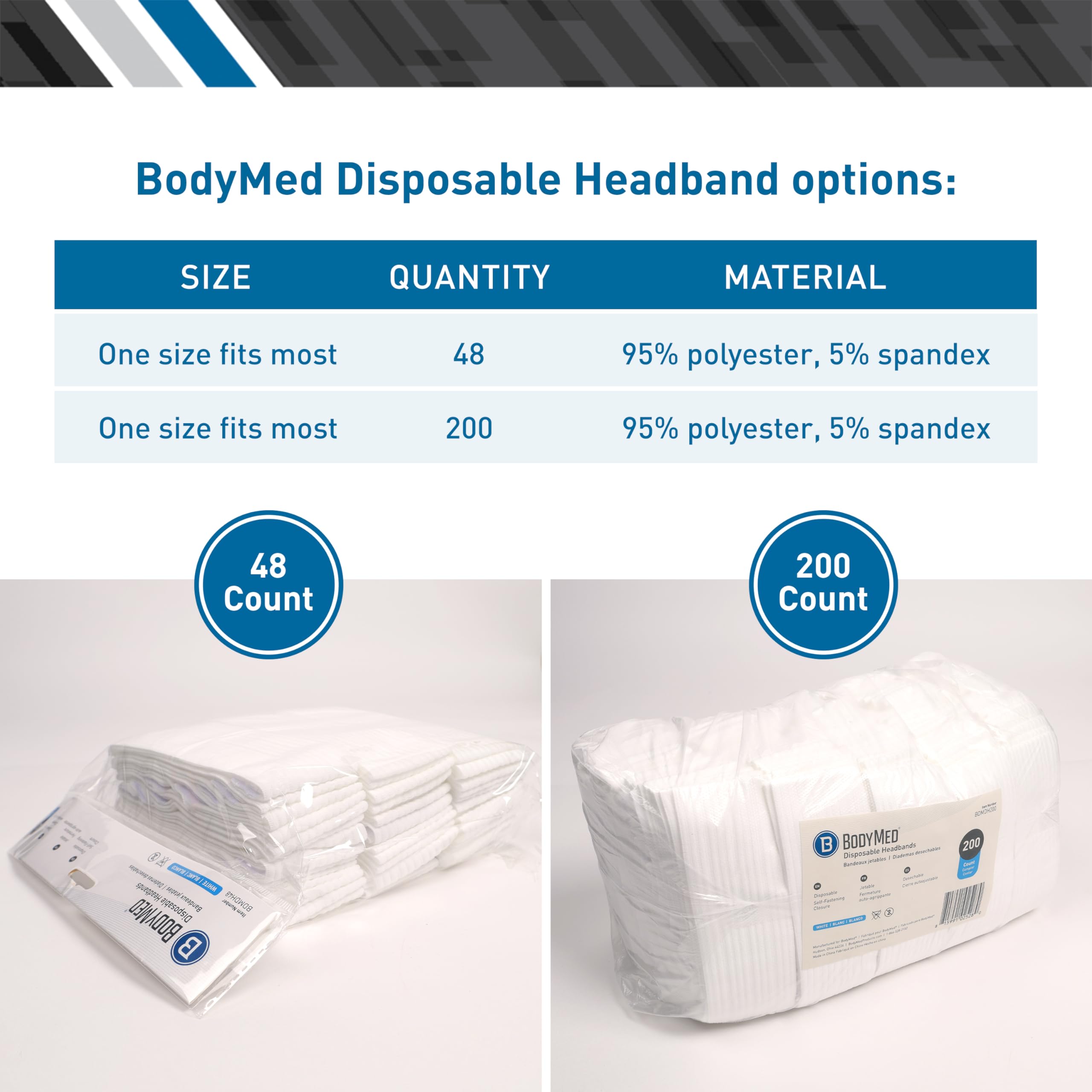 9747 Disposable Medical & Spa Headbands - 200 Count, Easy Closure Merkaunis 200 Piece Disposable Spa Facial Headbands  main image 3