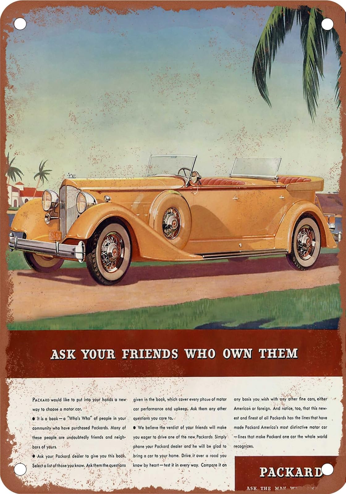 Miaomansenstore Metal Sign - 1934 Packard Vintage Ad 01 - Old Retro Rusty Look Home Decor