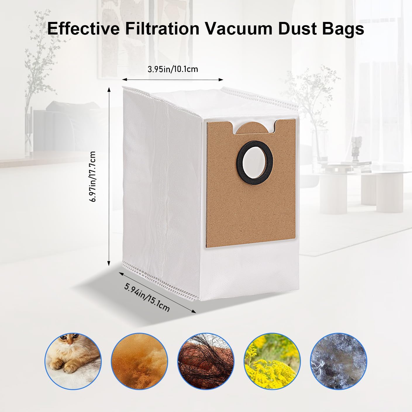 10 Pack Dust Bags Replacement for Lefant M2 Pro / M2S Pro Robot Vacuum | Large Capacity Dirt Disposable Vacuum Bags Accessories Part, High Filtration