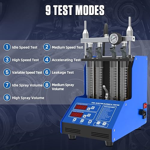 Miniatura 6 de Fuel Injector Cleaner Machine 4-Cylinder Ultrasonic Fuel Injector Tester Cleaner With 9 Test Modes Fuel Injector Cleaner kit GDIEFIFSI Fuel Injector