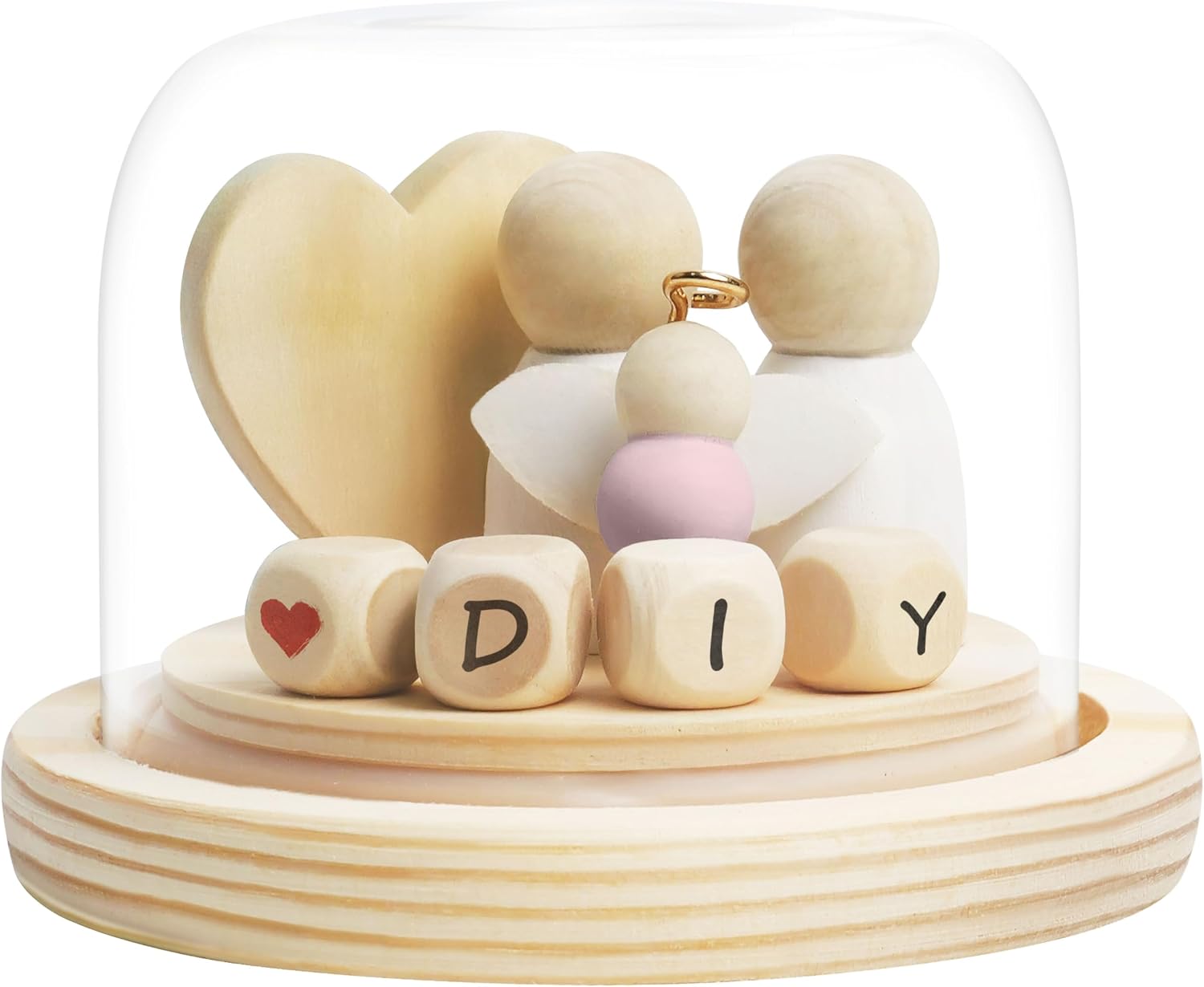 DIY Miscarriage Gifts for Mothers Glass and Wooden Box Miscarriage Memorial Baby Memory Box(Pink)
