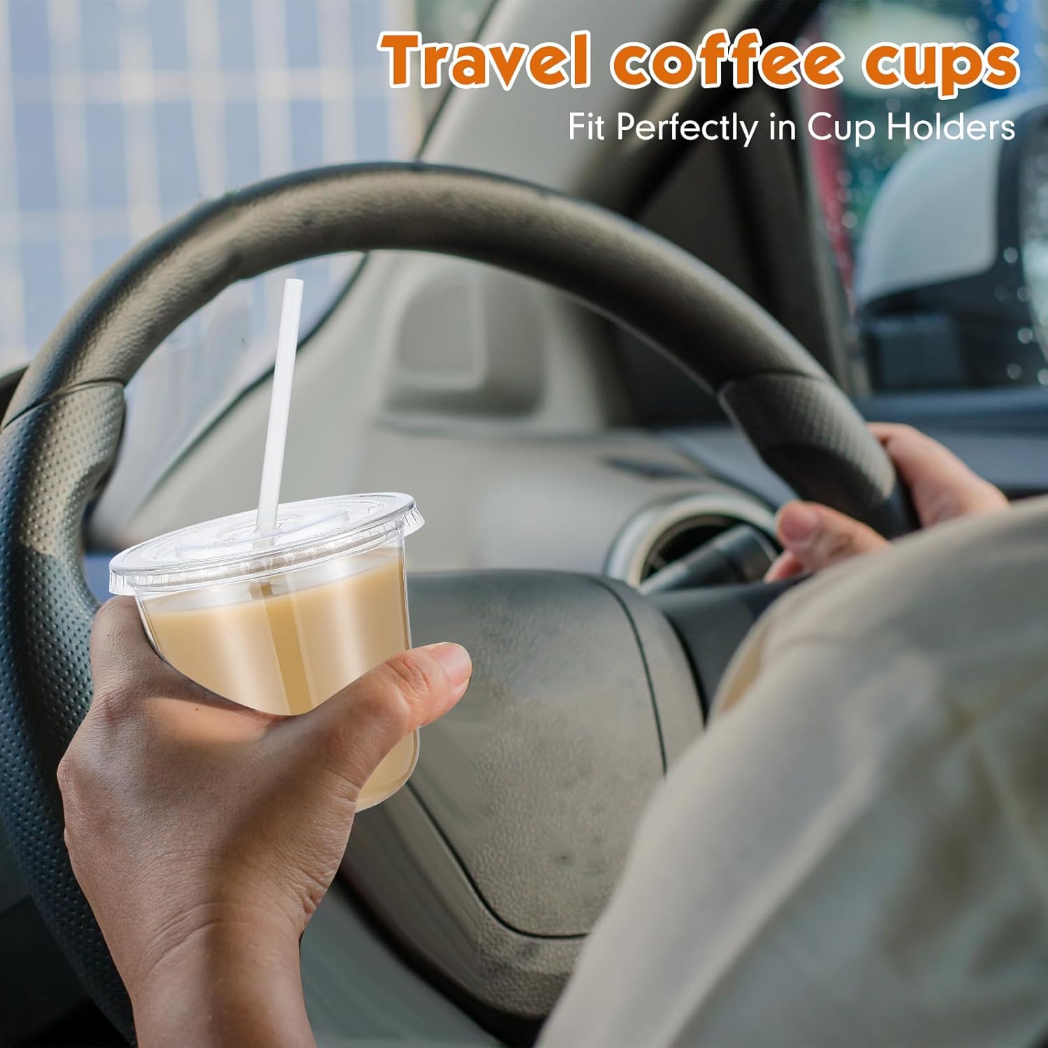 50 Sets Clear Plastic Cups with Lids and Straws, Disposable Iced Coffee Cups Drinking PET for Cold Drinks, Juice, Smoothie, Coffee Shops, Party, Christmas (Clear,10 oz) - Image 6