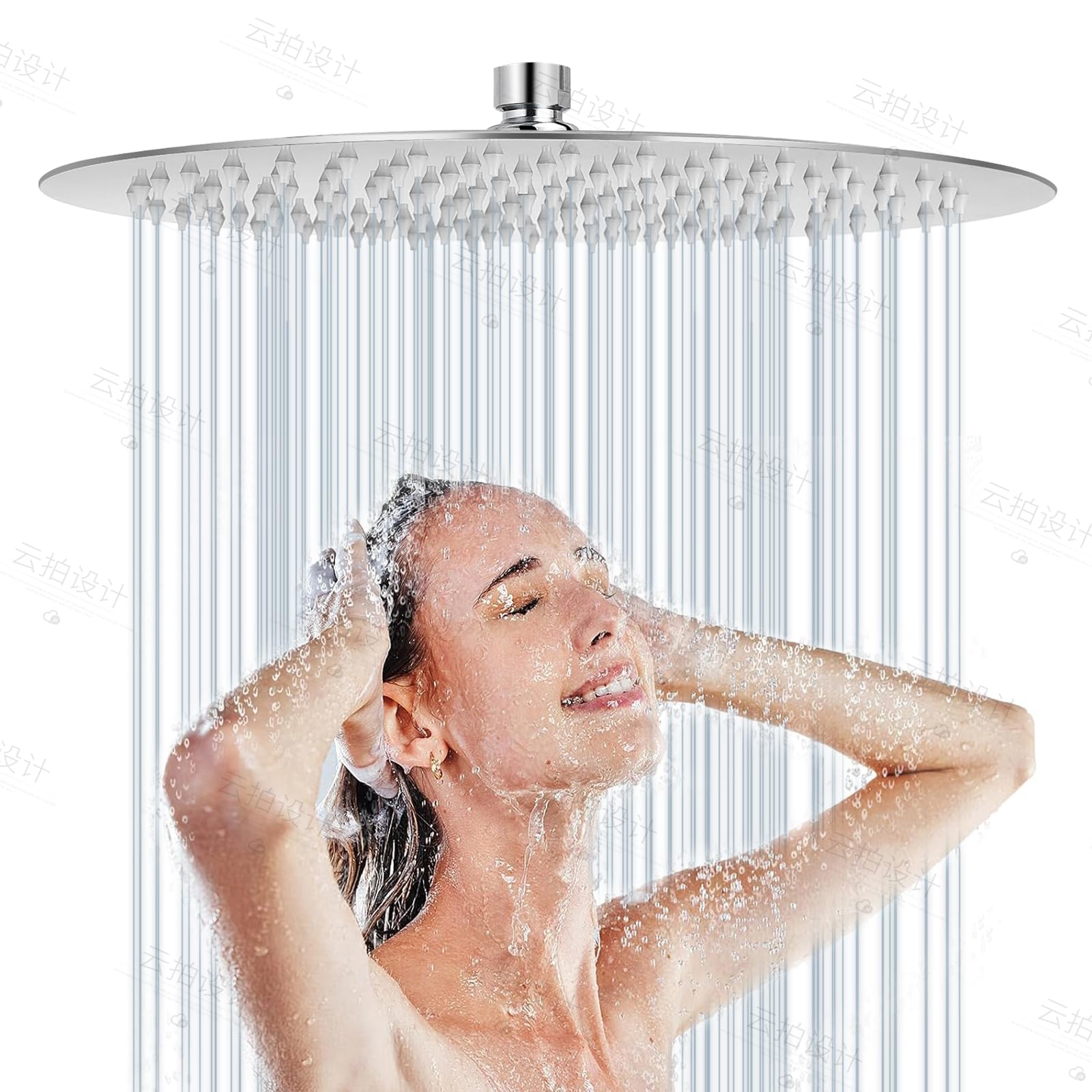 Xifiry Silver Large Rain Shower Head Round 304 Stainless Steel Ultra Thin Bathroom Shower Head High Pressure Rainfall Showerhead (10Inch)