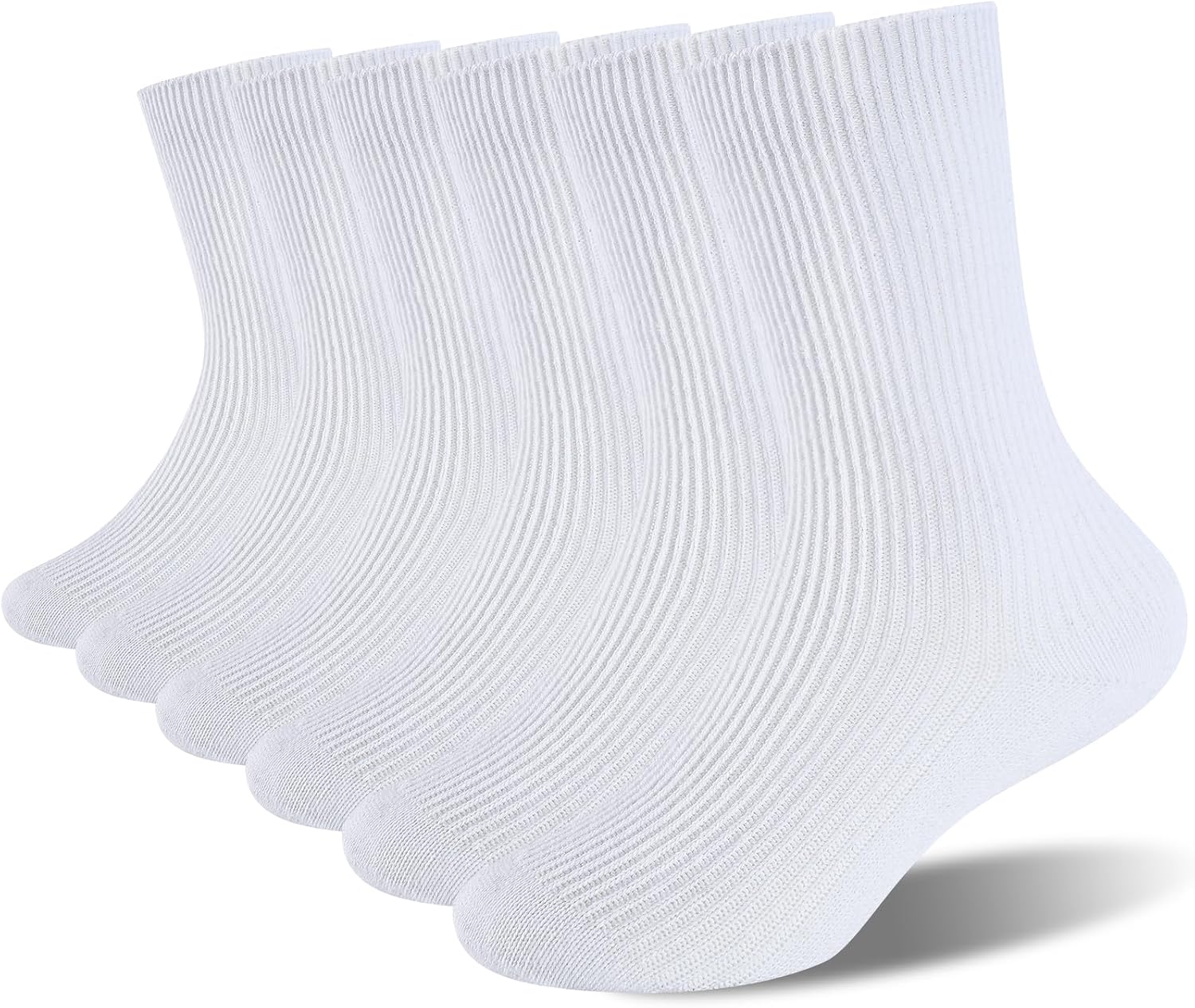 Age 3-11 Unisex Kids 100% Natural Cotton Socks, Soft Moisture Wicking Dress Crew Socks for Boys and Girls.