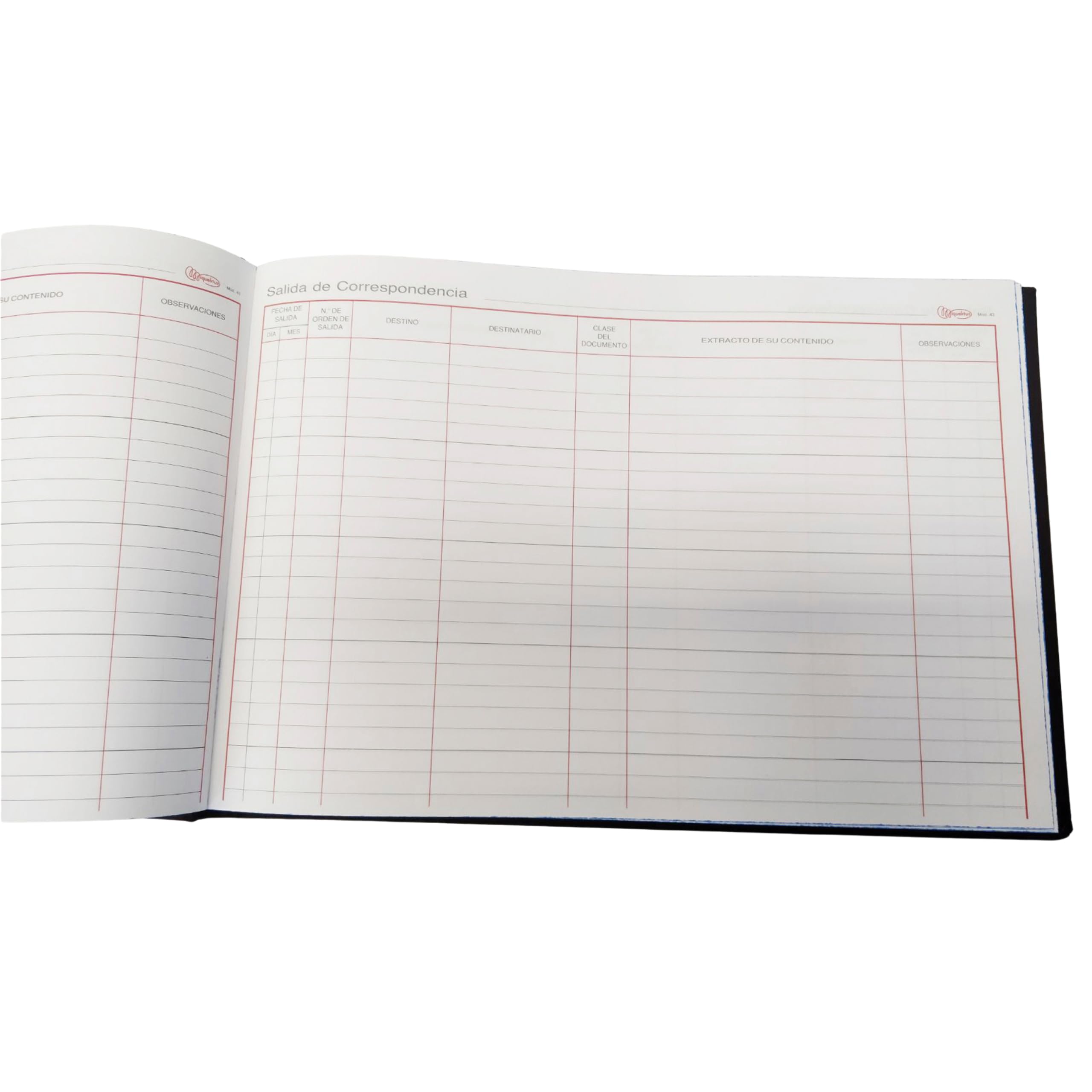 Miquelrius - Libro de Contabilidad, Clase R, Apaisado, Folio Natural 215 x 315 mm, Rayado Salida de Correspondencia, 100 Hojas SIN numerar de 102 g/m², Forrado en Tela, Lomo Engomado