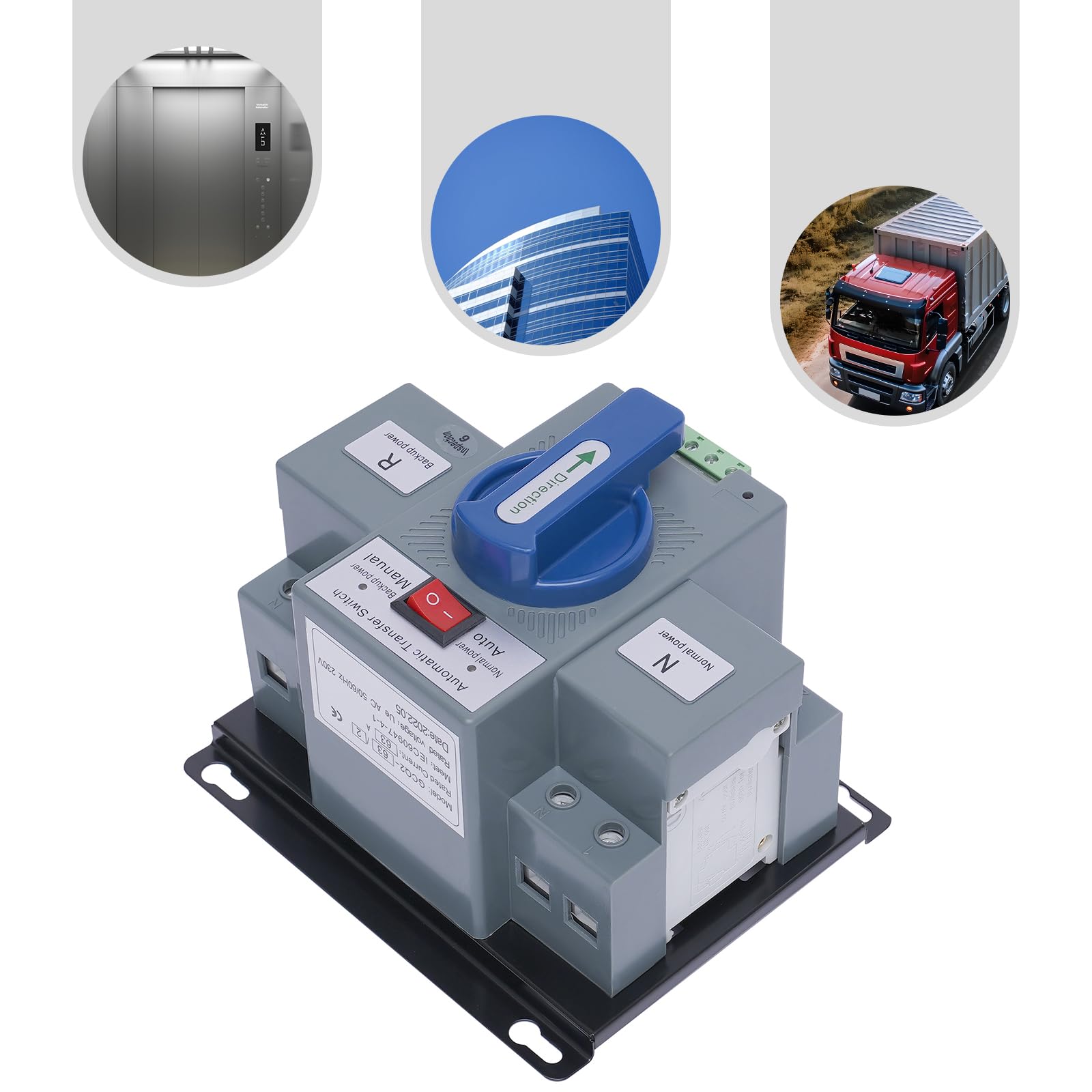 Dual Netzteil Switches 2P 63A 220V Dual Power Automatischer Umschalter Transferschalter Lastumschalter Doppeltransferschalter für Haushaltsstrom, Wechselrichter, Solar