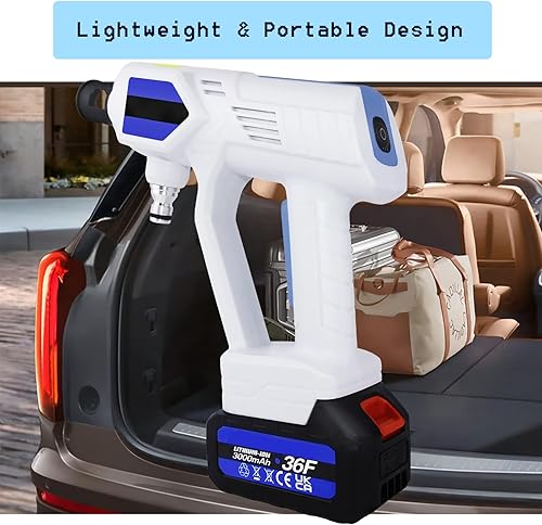 Miniatura 5 de Lavadora portátil de coche con 2 baterías recargables de 3000 mAh, cargador rápido, lavadora inalámbrica de alta presión para coche, máquina