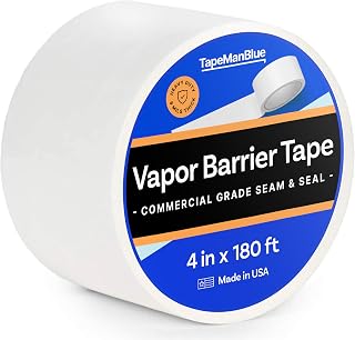 TapeManBlue Vapor Barrier Tape 4in x 180ft Made in USA - Waterproof UV-Resistant Seam Tape for Crawl Spaces, Underlayment & Insulation