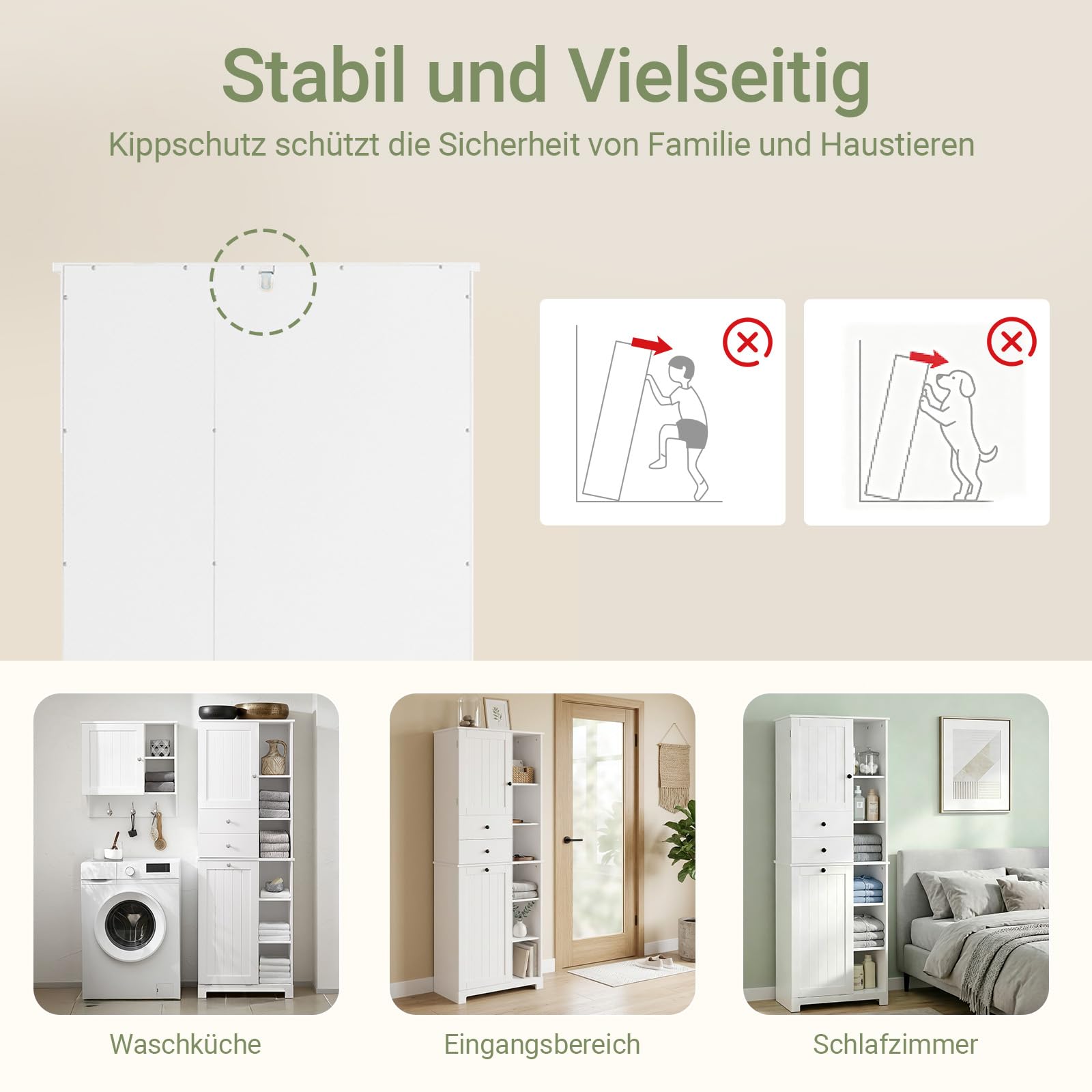 SoBuy Wäscheschrank mit Wäschekorb, 6 Ablagen & 2 Schubladen, 171cm | Schmaler Badschrank mit 6 Ablagen und 2 Schubladen für Wäsche, Handtücher und Pflegeartikel Ideal für Badnischen. BZR104-W