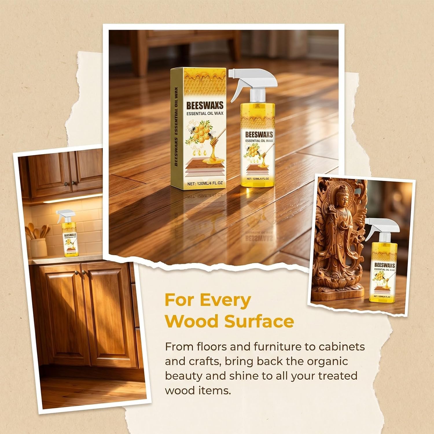 Beeswax Wood Polish Spray,2026 Upgrade Natural Beeswax Repairing and Care Spray,Multi-Purpose Furniture Polish, Wood Cleaner Repairing and Care Sprays, Restores Shine & Removes Scratches (1PCS) — view 7