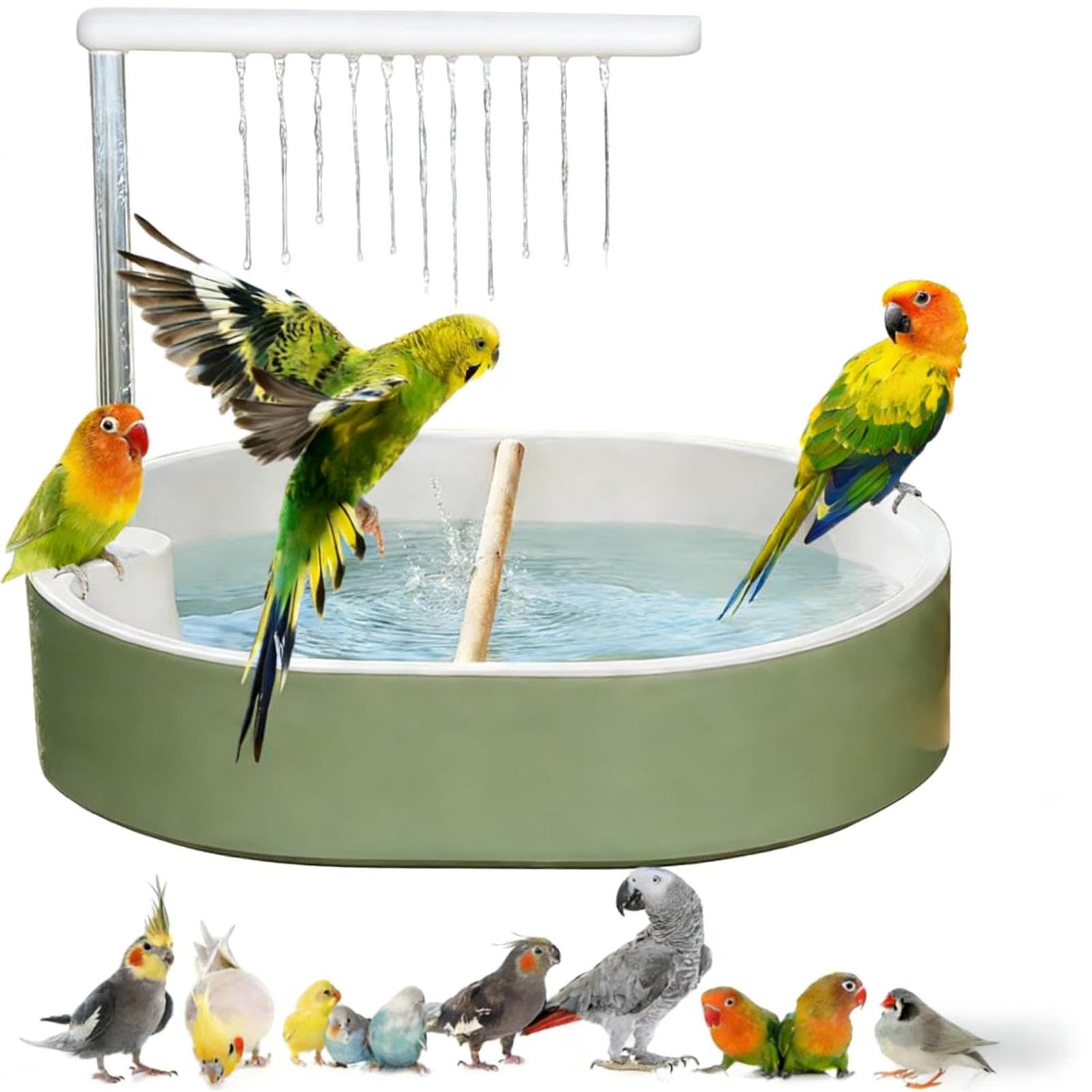 Bird Shower Fountain For Cage - Automatic Water Circulation With 26 Water Outlets | USB Powered Quiet Pump For Cockatiel, Budgies, Lovebird For Small & Medium Birds Like Conure, Parakeet
