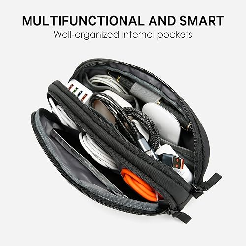 Miniatura 2 de BANGE Estuche organizador de viaje, organizador de bolsa de viaje electrónica resistente al agua para cable, mochilas fáciles de almacenar (negro)