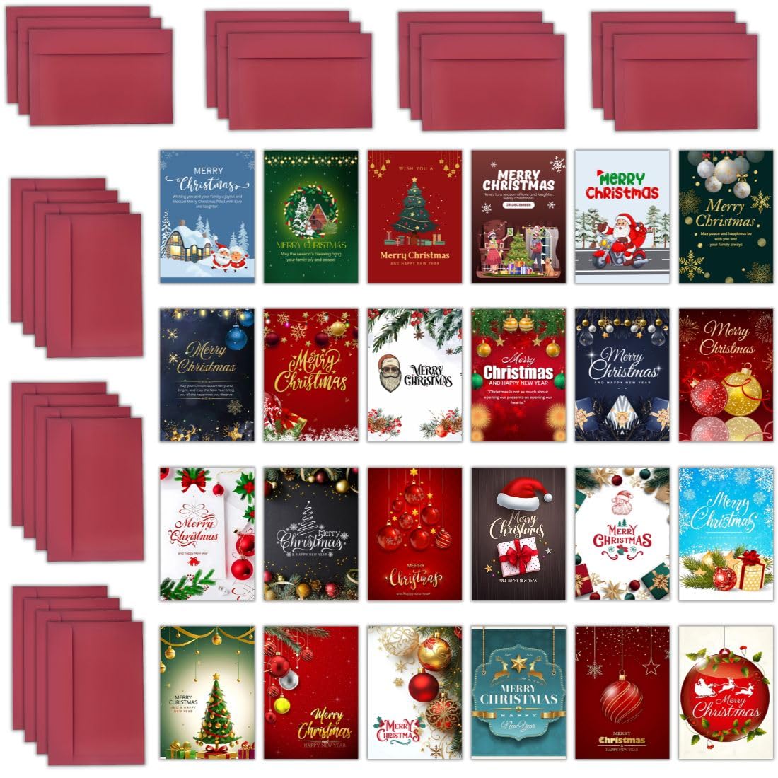 AanyaCentric 24 Assorted Merry Christmas X-mas Cards with Envelopes 24 Unique Designs 2x2.9 inch Postcard For Gifts Blank Inside Premium Holiday Cards Suitable For All Relations-picture-20