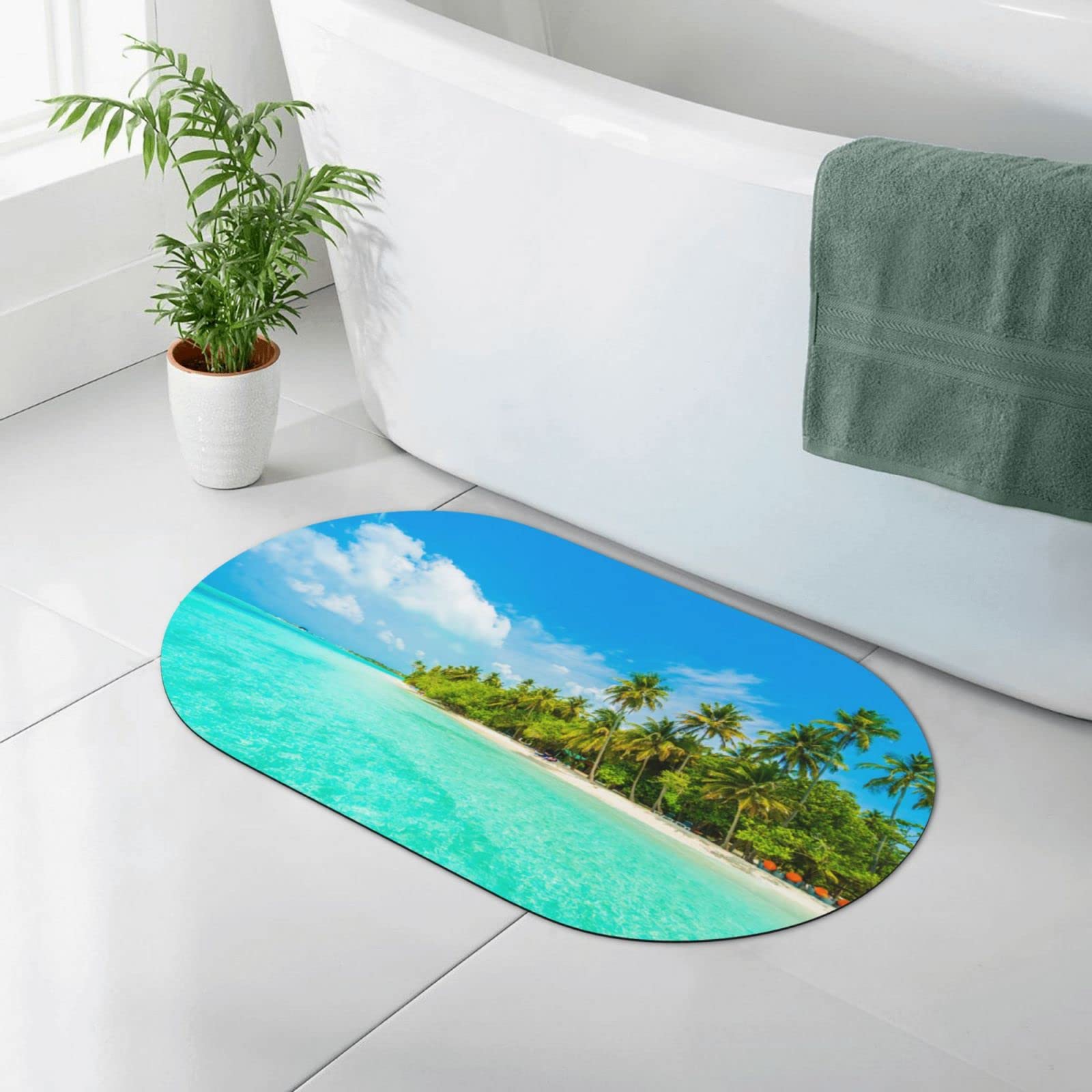 Tapis de douche doux anti-glissade avec envers en caoutchouc pour salle de bain