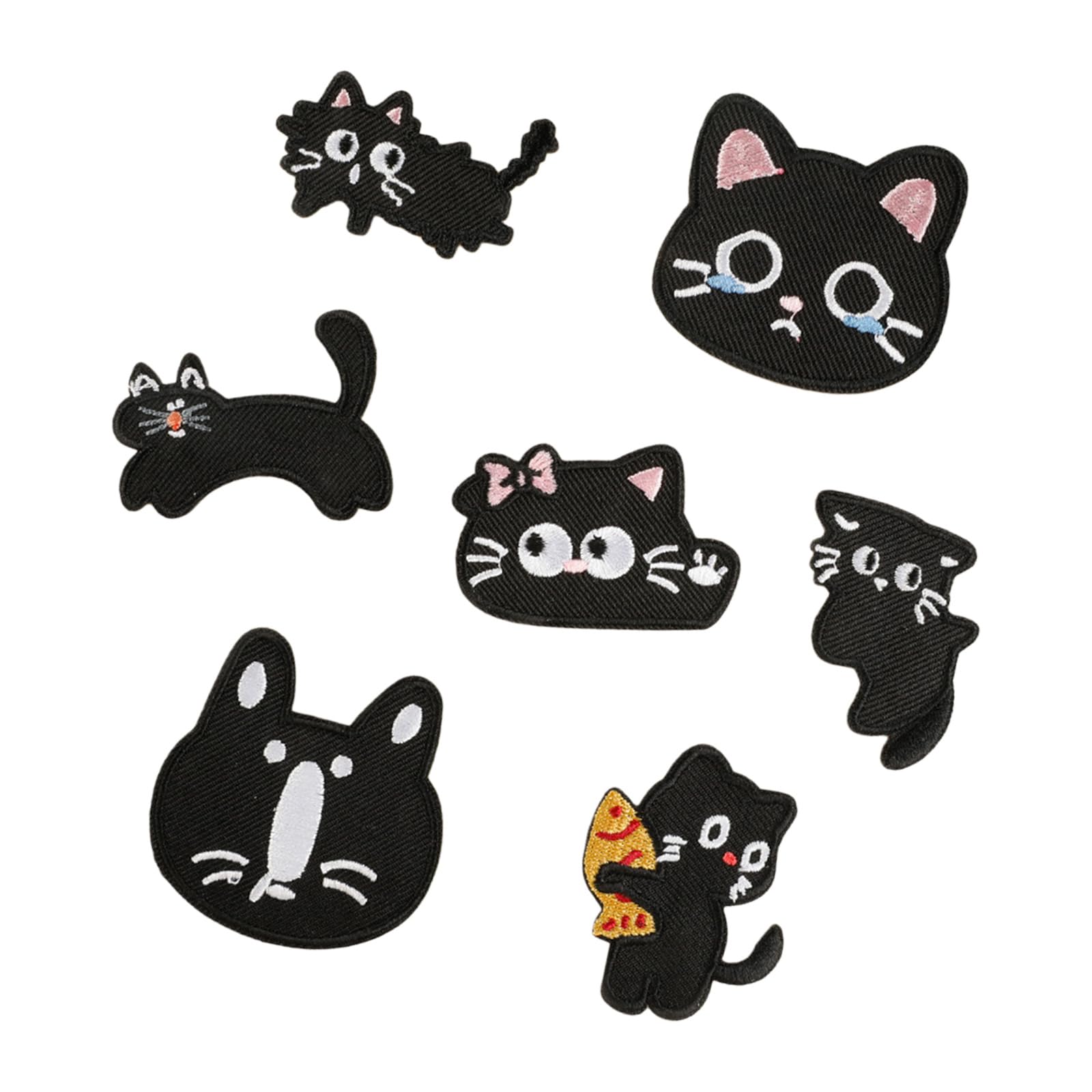 Tsophreniq 7Pcs Kitten Embroidery Iron on Fabric Patches Applique for Jackets Jeans Bag Hat Clothing Adhesive Embroidered Appliques Clothing Embroidery Applique