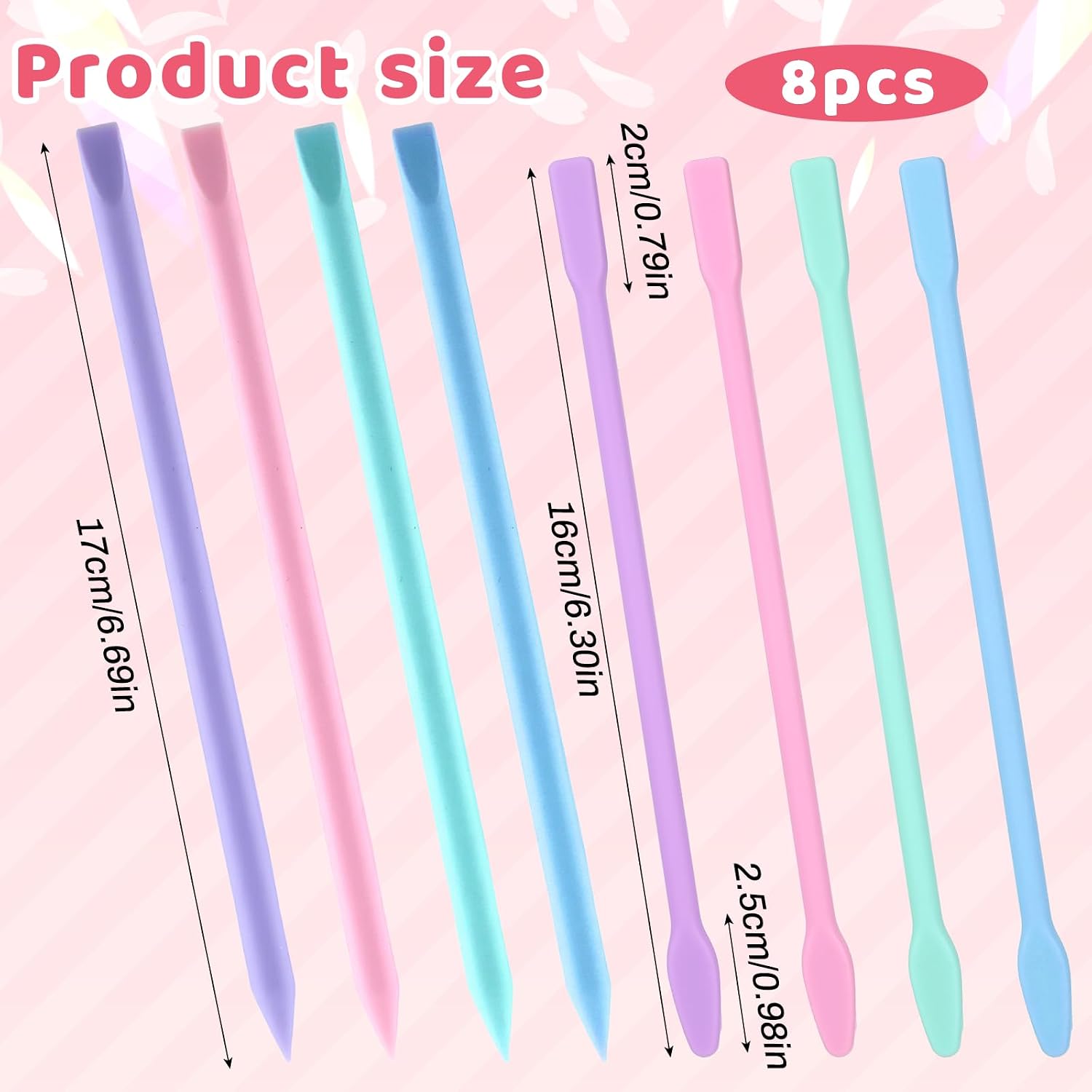8PCS Silicone Stir Sticks, Colored Silicone Wax Stick Reusable Epoxy Wax Sticks for Resin Mixing, Paint, Arts, Crafts