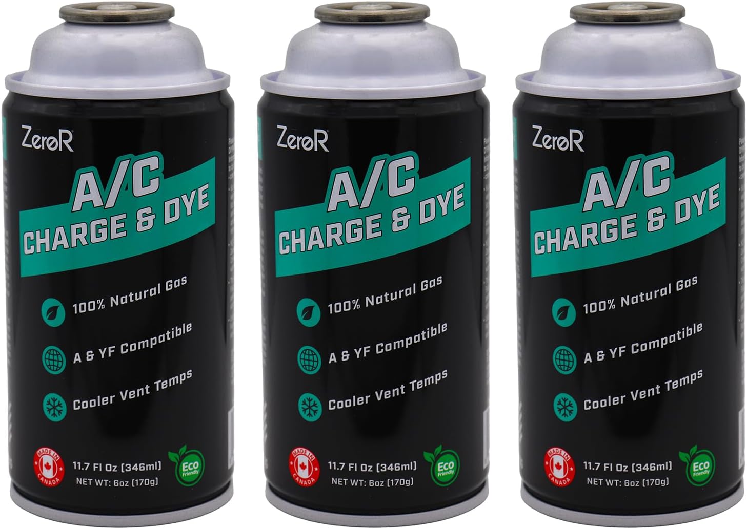 ZeroR® AC Refrigerant | R134a Replacement | 3 Cans for AC Recharging ...