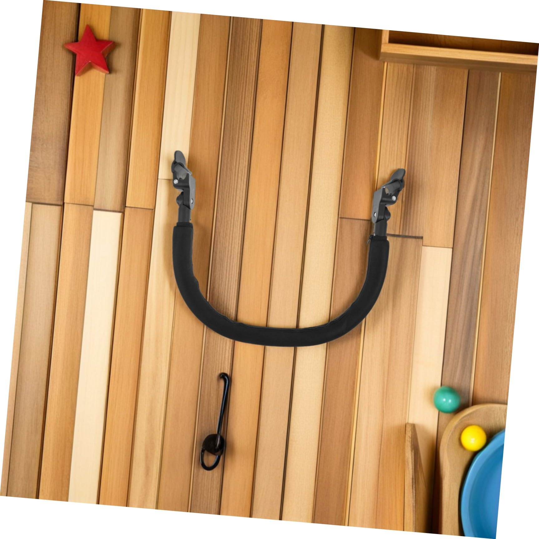 Barre de Protection pour Poussette Bébé Angle Réglable et Matériau en Tissu Oxford Noir, Antidérapante, Balades en Extérieur