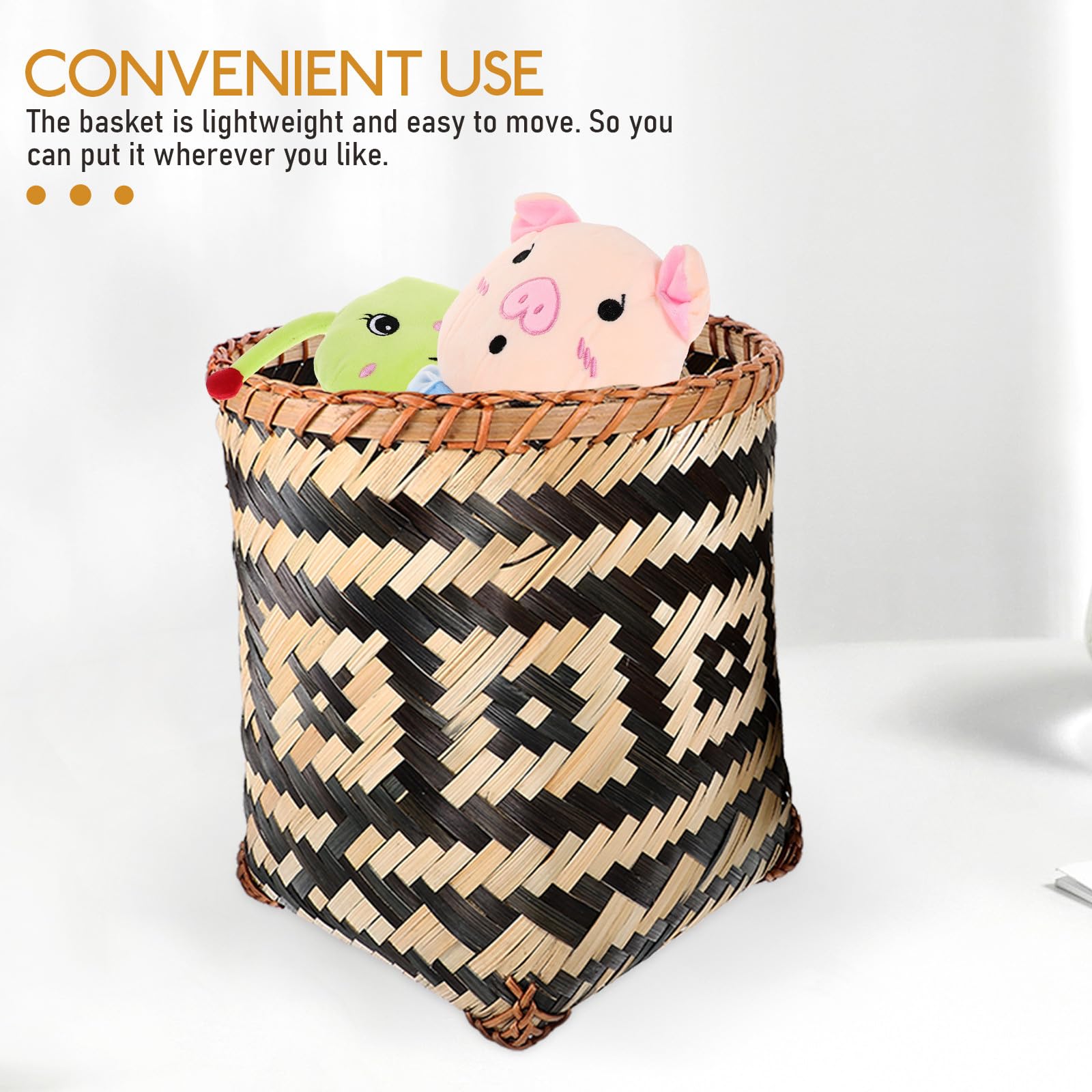 UKCOCO Cestino Intrecciato in Bambù 2 Pezzi Set, Porta Carta Straccia e Portaoggetti Decorativo per Casa, Bagno e Soggiorno, Capacità Elevata, Leggero e Facile da Pulire, Stili multipli