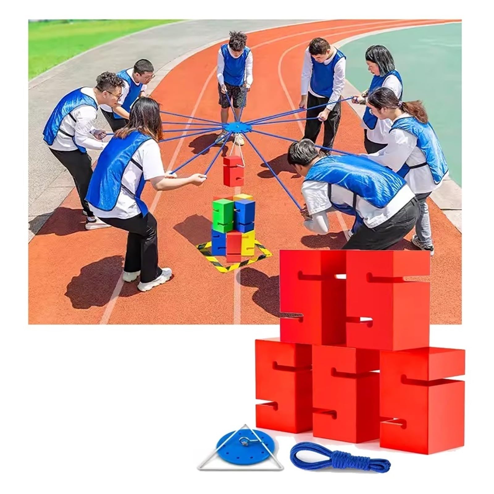 XSDAJSD Team Building Block Tower Games, Group Outdoor Activities Fun Competition Games, Promoting Friendly Communication(Red,5PCS)