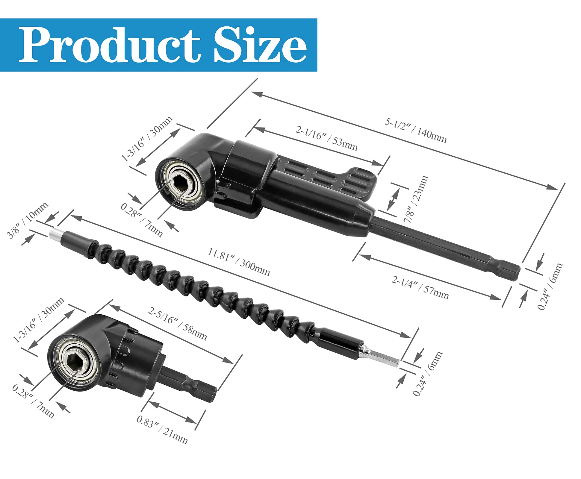 105 Degree Right Angle Head Screwdriver 1/4 Hex Shank For Power Drill Screwdriver Bits Tools - View #7