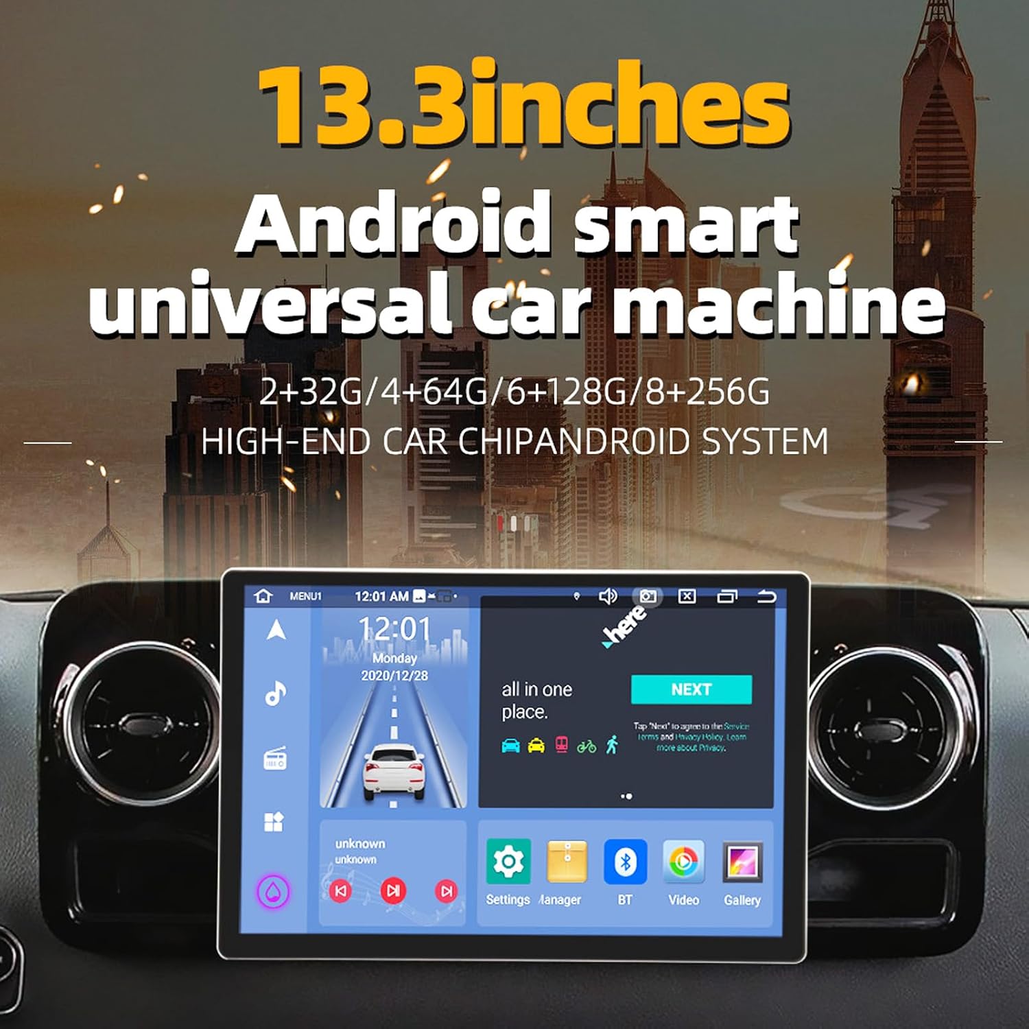Radio Android 13 Car Stereo for Mercedes-Benz Sprinter (2018-2022), 13.3 inch Touch Screen Multifunctional Car Screen with Carplay GPS WiFi Bluetooth FM Mirror Link + Backup Camera(Size:8+2
