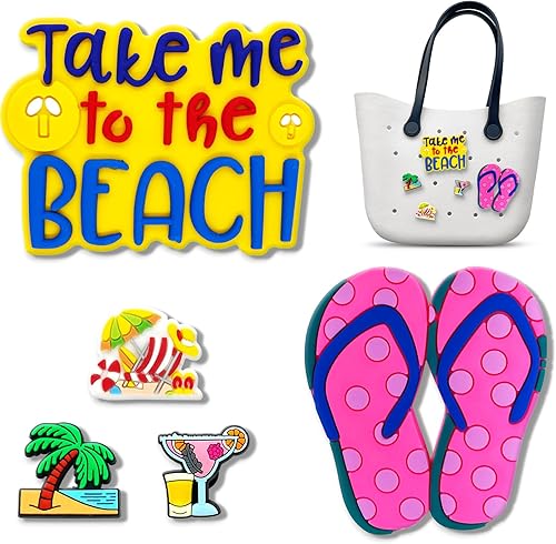 Garetheora Abalorios para bolsa Bogg, bolsa de playa, bolsa de playa de goma, dijes de decoración para niñas y mujeres, accesorios