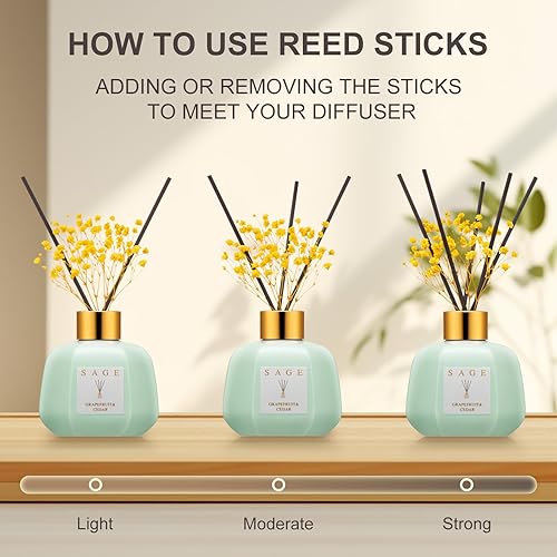 Miniatura 5 de SAGE Difusor de varillas de hotel, inspirado en Marriott Difusores de aroma de cedro de pomelo de 3.4 onzas para el hogar Varillas difusoras de