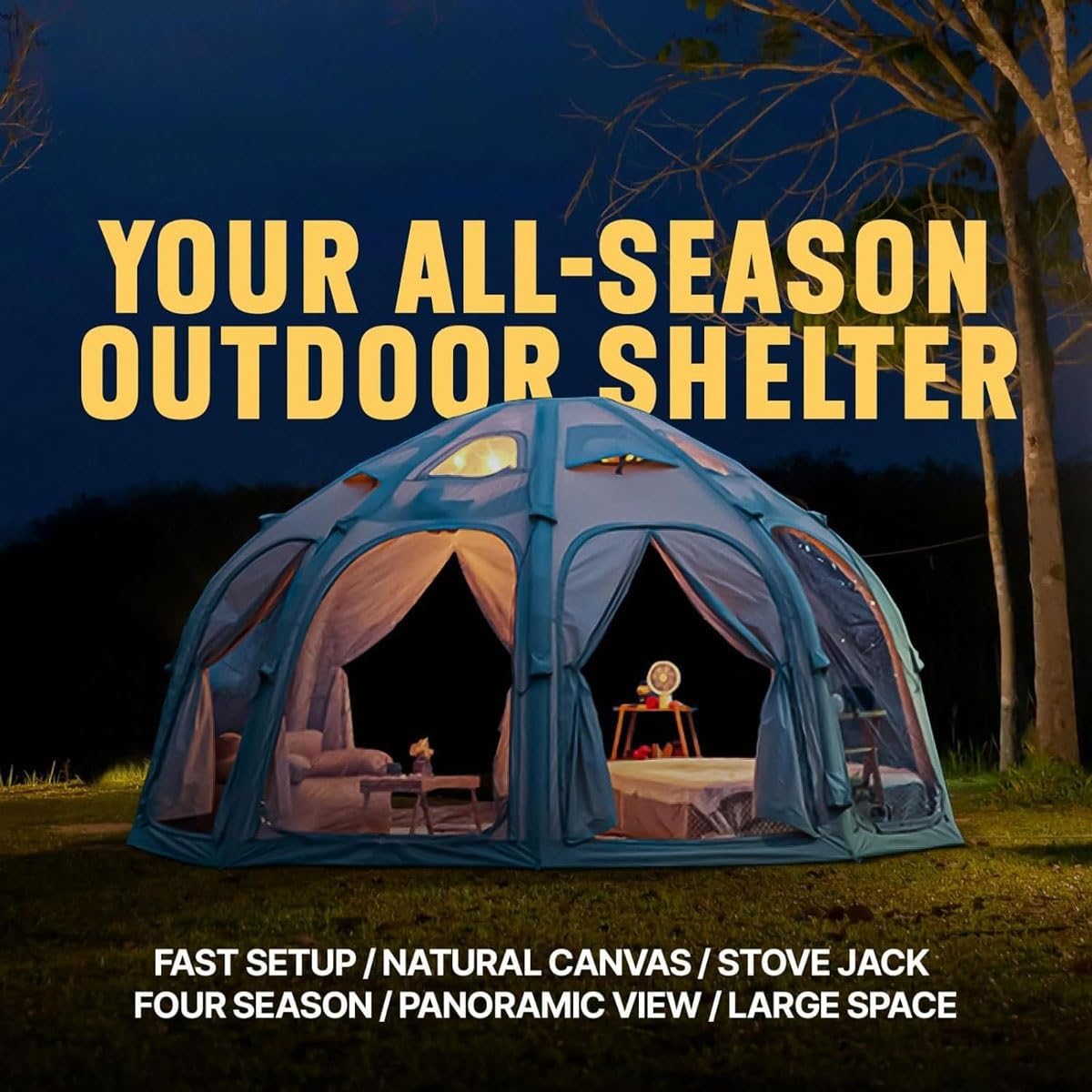 Inflatable Tents for Camping,5 * 5m Luxury Geodesic Dome Tents with Transparent Windows,Large Canvas Blow Up Tent, Easy Setup Waterproof Starry Sky Dome Tent Oxford Cloth Tent