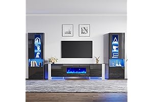 70'' Modern Large Fireplace TV Stand Entertainment Center