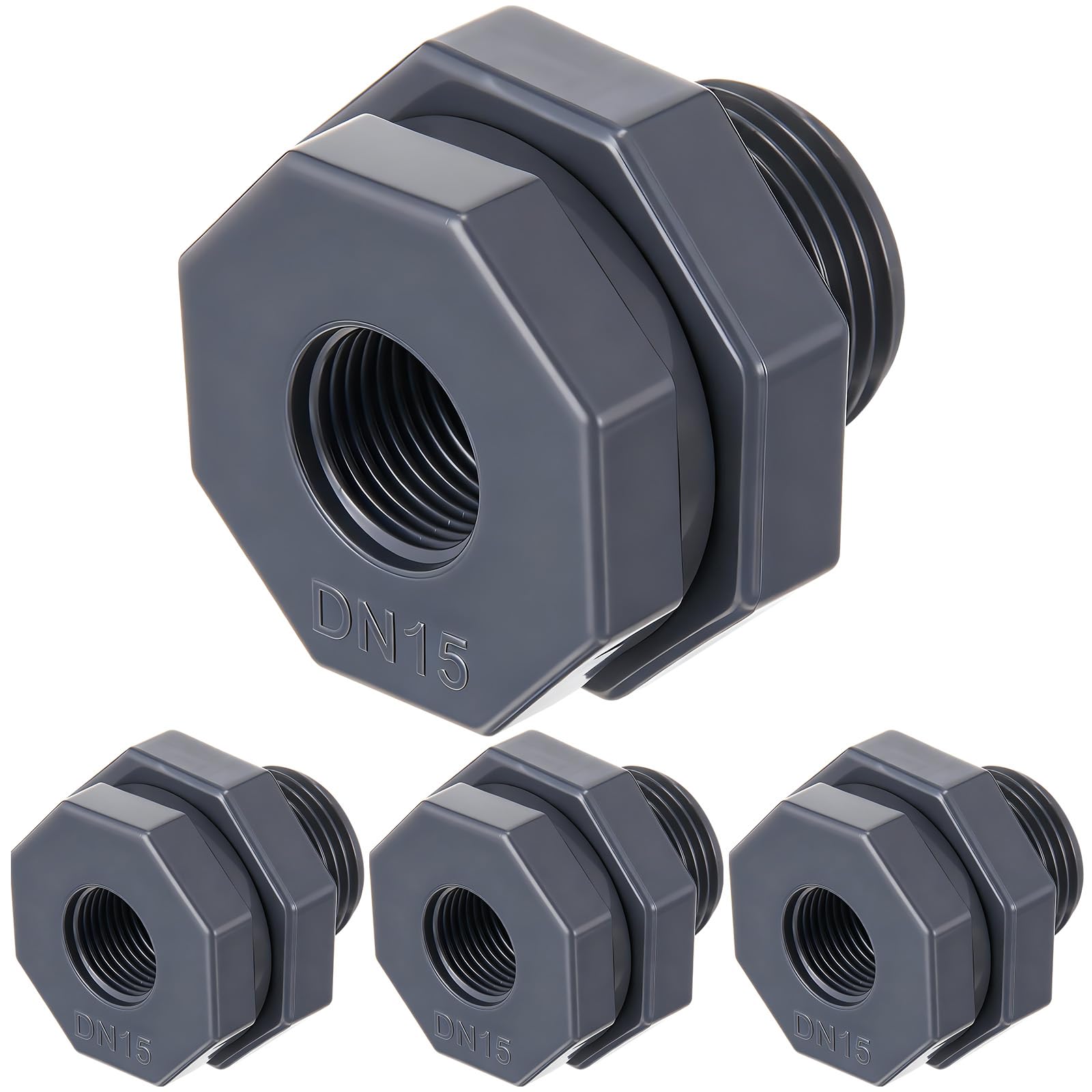 4 Pcs 1/2 Inch Bulkhead Fitting PVC Npt Tank Connector