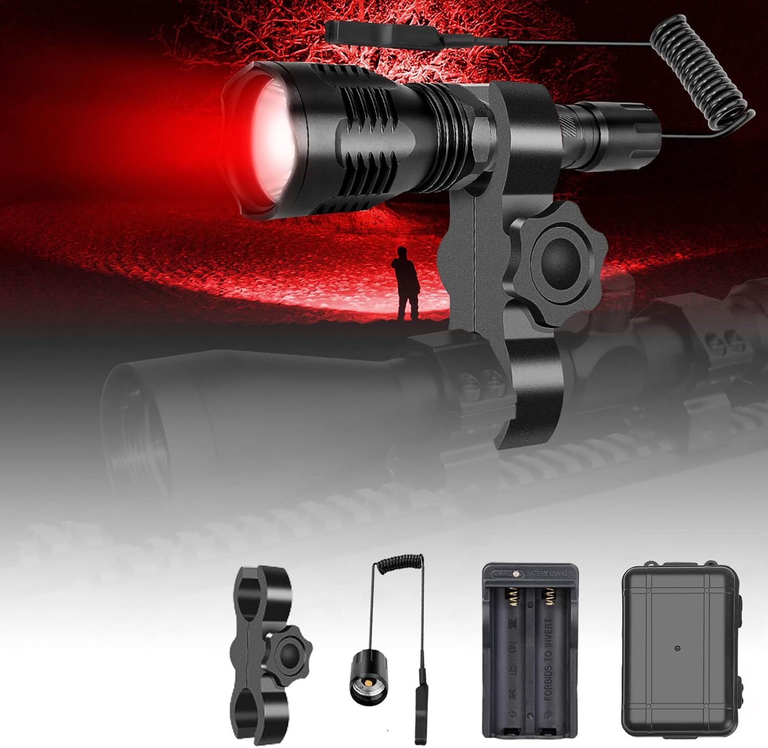 WINDFIRE WF802 Red Hunting Light Tactical Flashlight 350 Lumens 250 ...