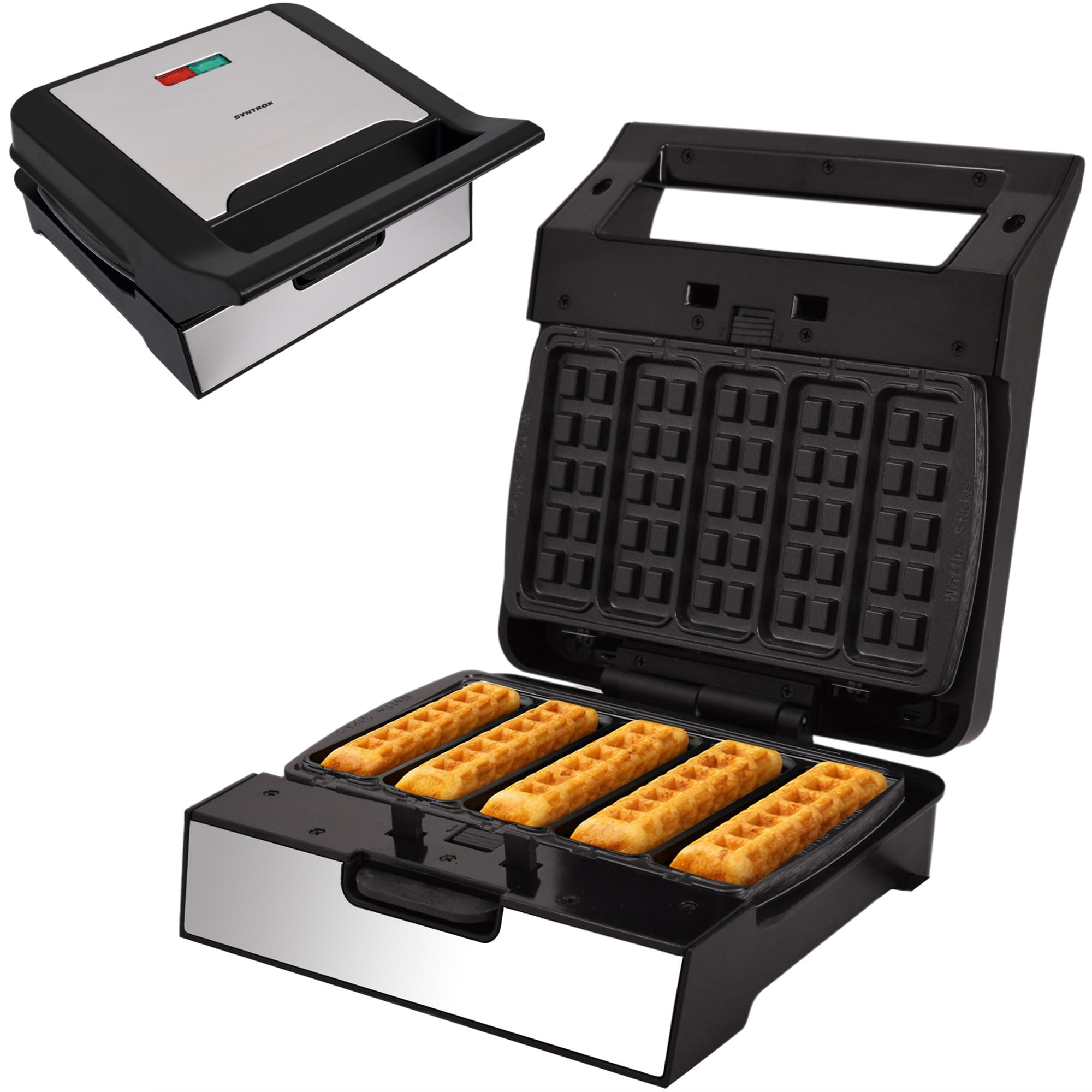 Syntrox Germany Waffeleisen Waffle Stick Maker MM-1400W mit herausnehmbaren Backplatten