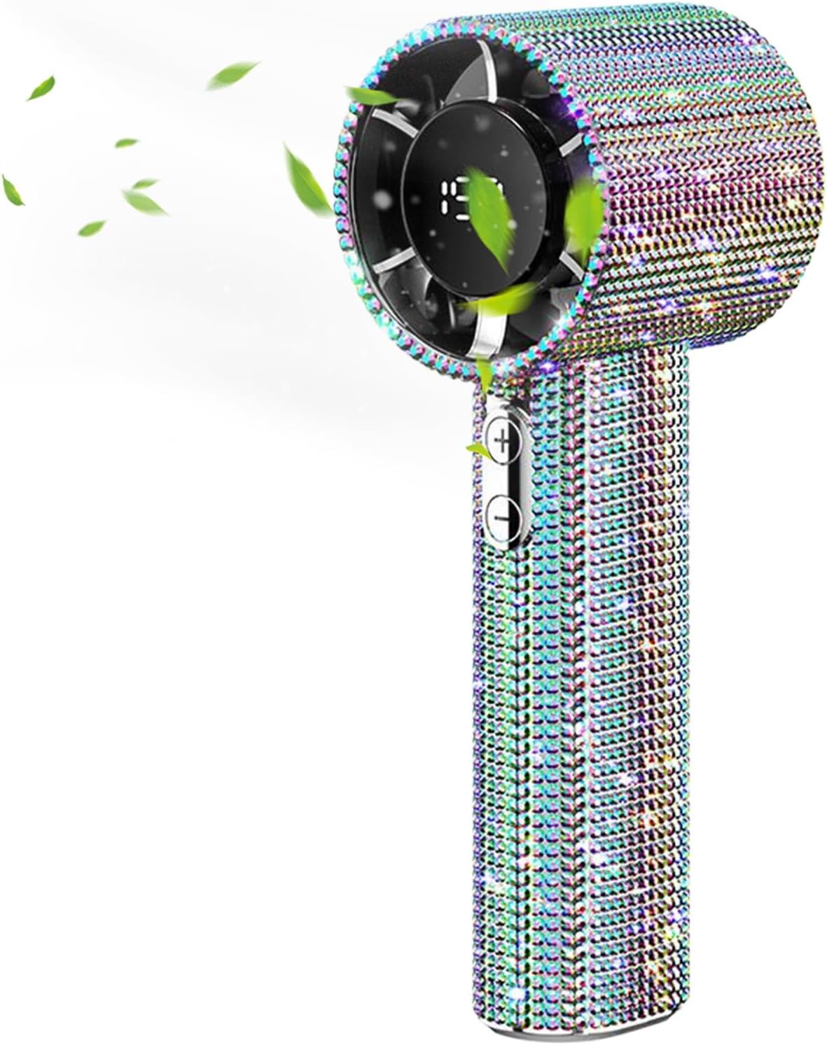 Portable Handheld Fan | Rhinestone Portable Hand Fan Cooling – Cool Gadgets LED Display Rechargeable for Vacation Hiking Men Women Travel Outdoor Camping