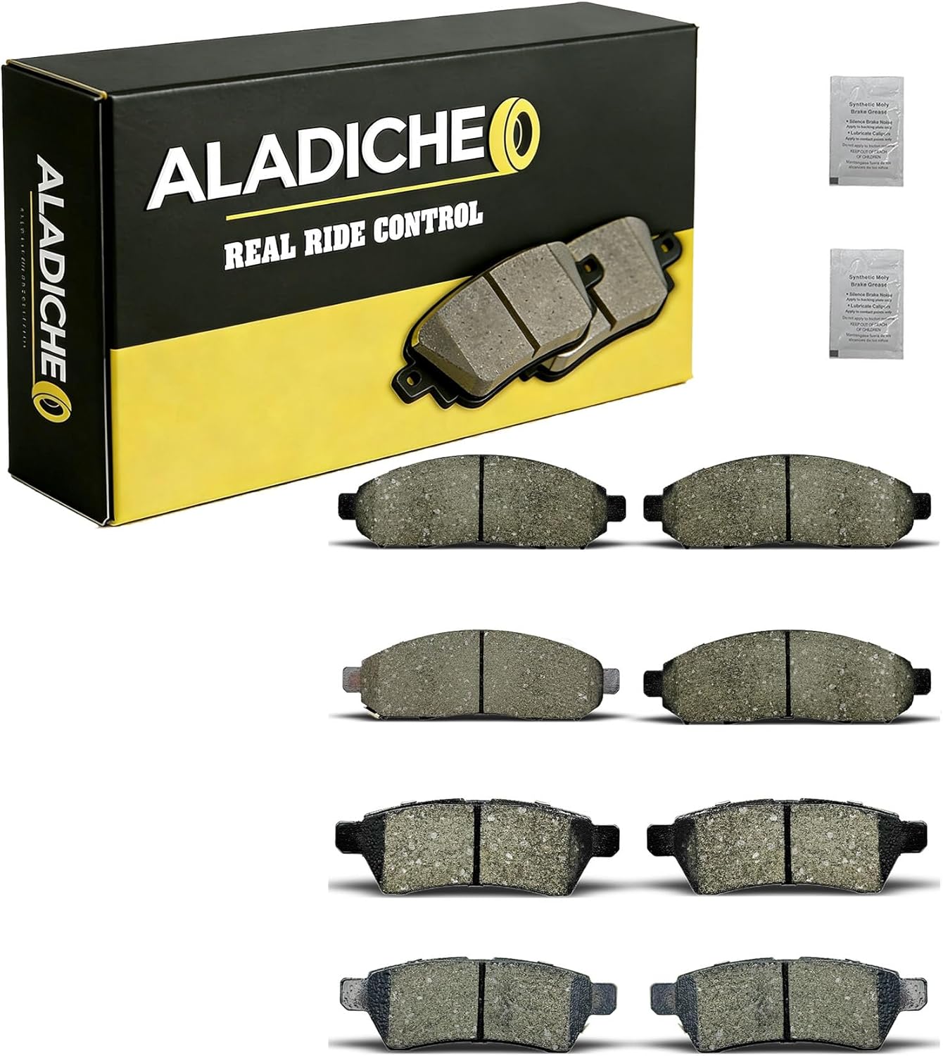 8Pcs Front Rear Ceramic Disc Brake Pads Set Compatible with Nissan Frontier 2005-2019,For Nissan Xterra 2005-2015,For Suzuki Equator 2009-2012