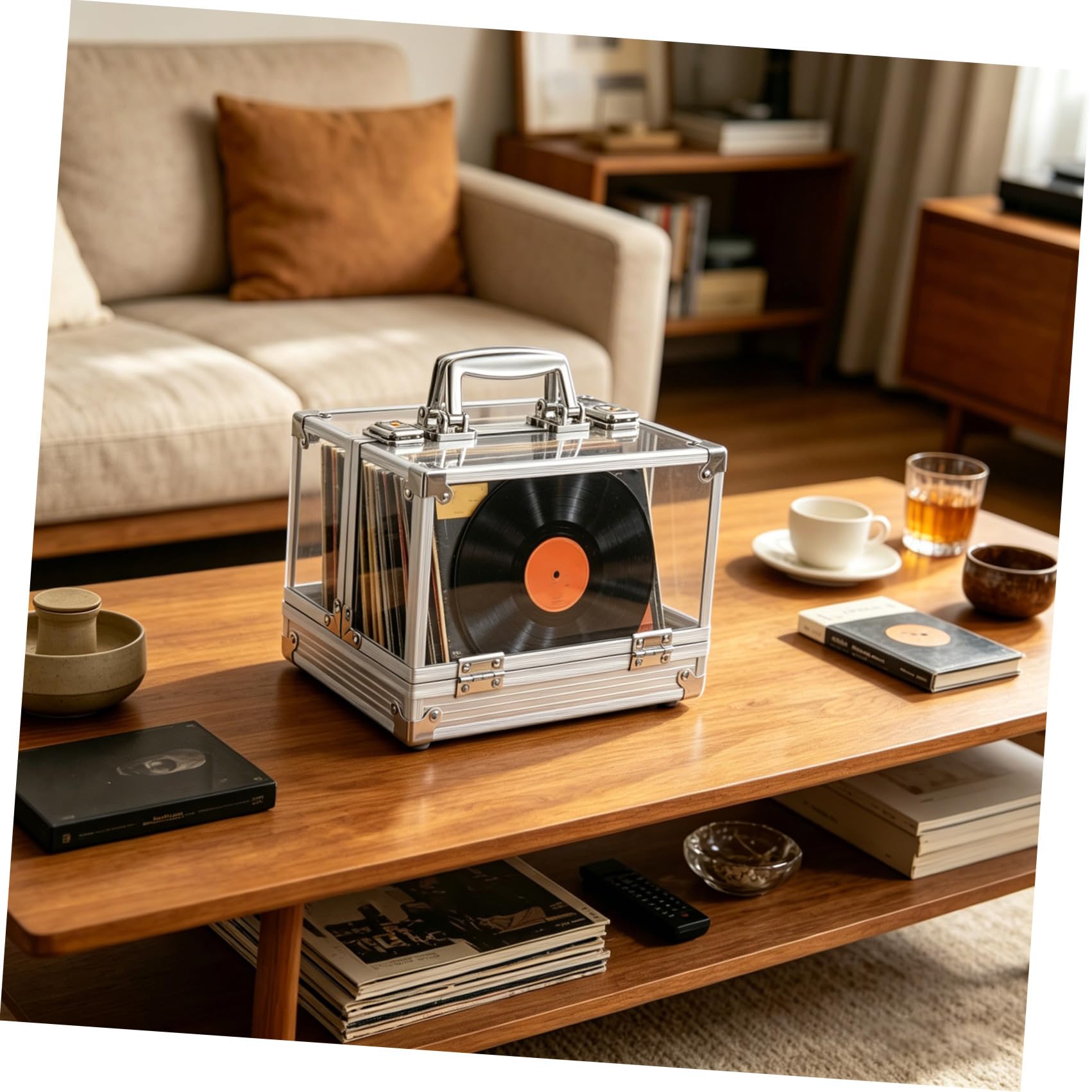 SHINEOFI Scatola Porta Dischi Vinile e CD Trasparente per Casa Contenitore di Grande Capacità per Dvd e Album Organizzatore Pratico per Collezioni Musicali