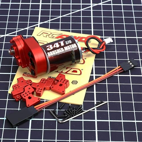 Miniatura 6 de RCAWD Cepillo de carbono mejorado con motor cepillado 370 34T (vuelta) caja de engranajes centrales, juego de transmisión ensamblado para 124 Axial