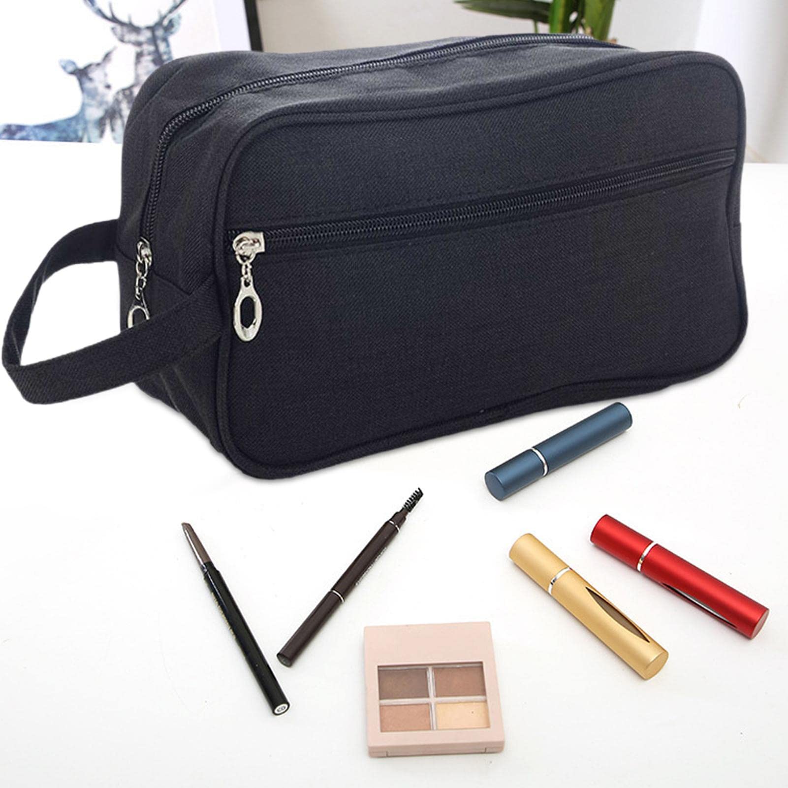 Borsa da viaggio da uomo, borsa per il trucco resistente all'acqua, borsa da viaggio compatta, organizer perfetta per vacanze d'affari, borsa per cosmetici con manico portatile Pw tools, 10 pezzi di