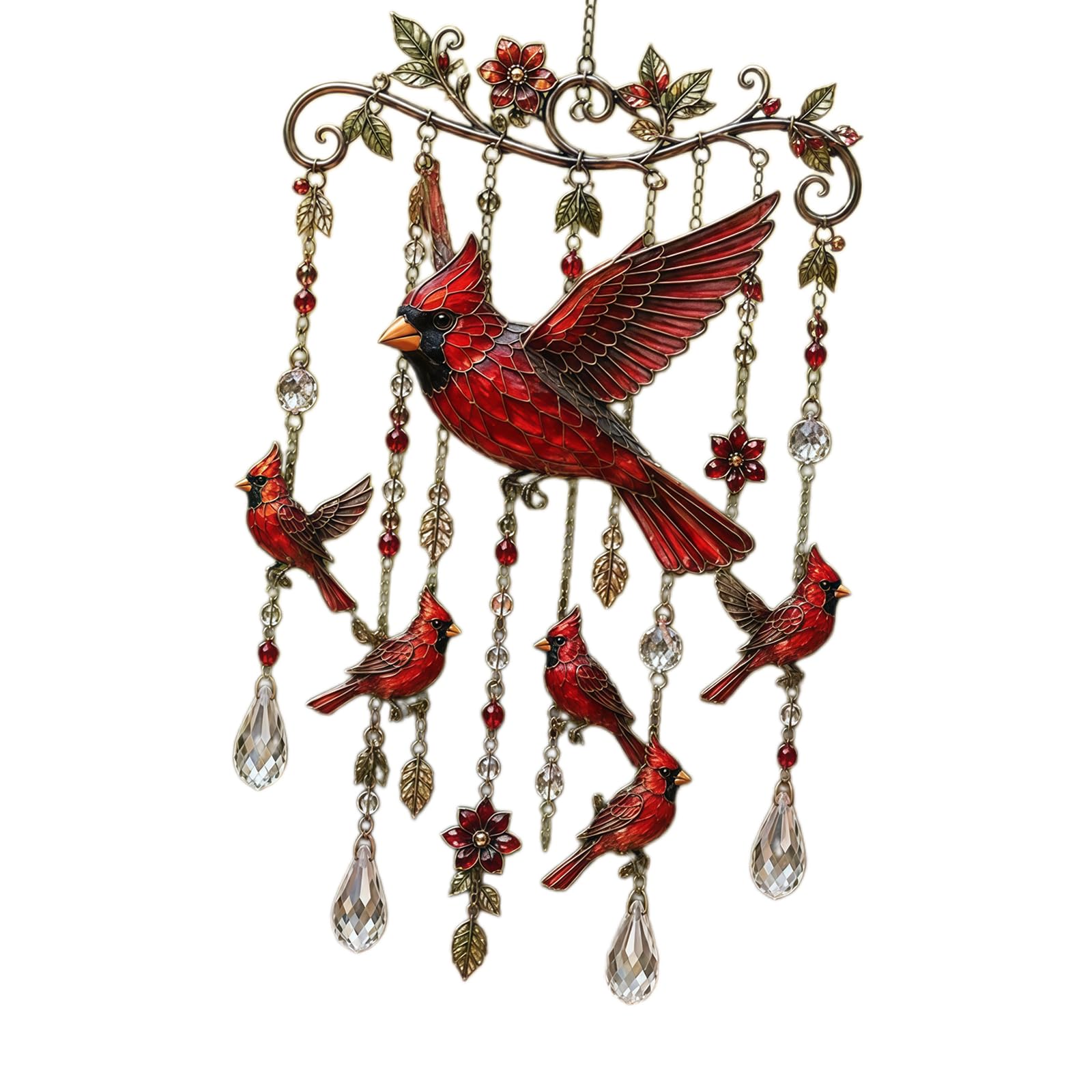 Tfaoys Red Bird Crystal Suncatchers Window Hanging Birds Wind Chimes Sun Catchers Rainbow Makers Ornament Garden Home Decors Gifts Rainbows Makers Sun Catchers Window