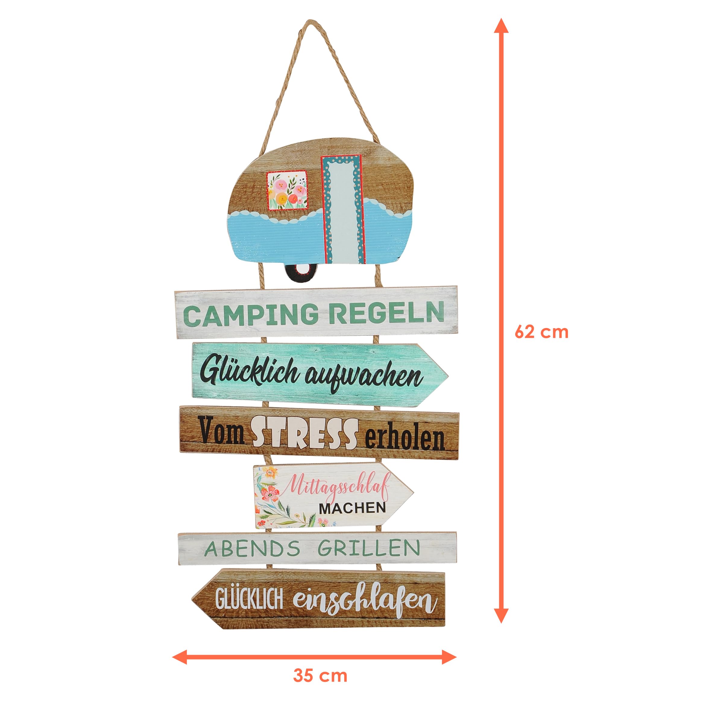 zelten regeln Dekoschild mit Camping - 62 x 35 cm - Deko Plankenschild | zum aufhängen Category:Rahmenzubehör_ROT Footprint:Standard full-size footprint MH CONFORT 1 CH