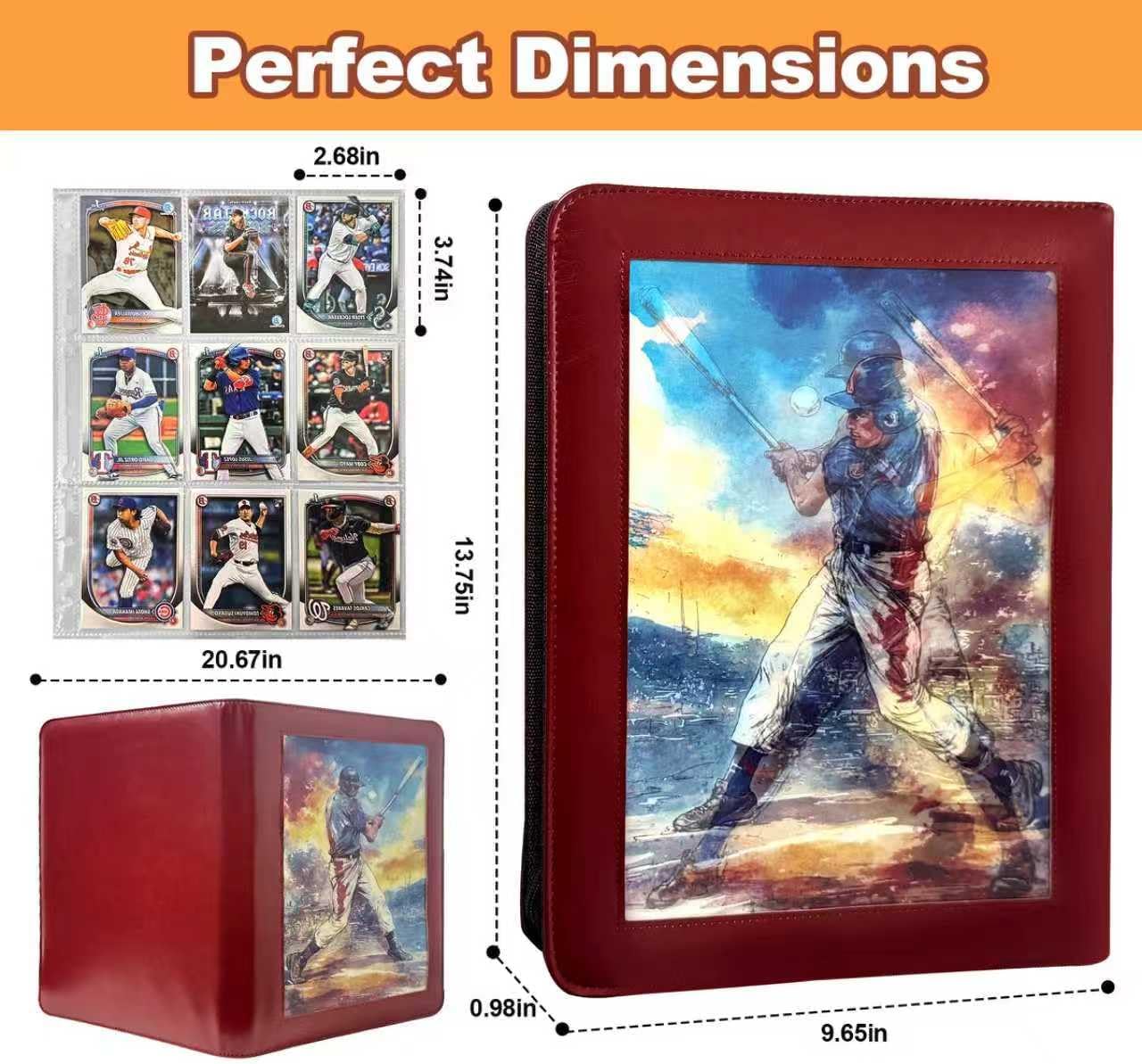 9-Pocket 3D Cover Card Binder, Large Baseball Toploader Binder, 720 Collection Binder Trading Cards Holder Fit for MTG, TCG, Yugioh, Game & Sports Cards