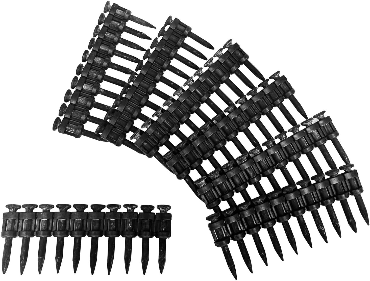 Masonry Nails 100Pcs Plastic Collated Concrete Nails Drive Pins For Gas Power Nailer Track Steel-to-Concrete Framing Kit(19mm)