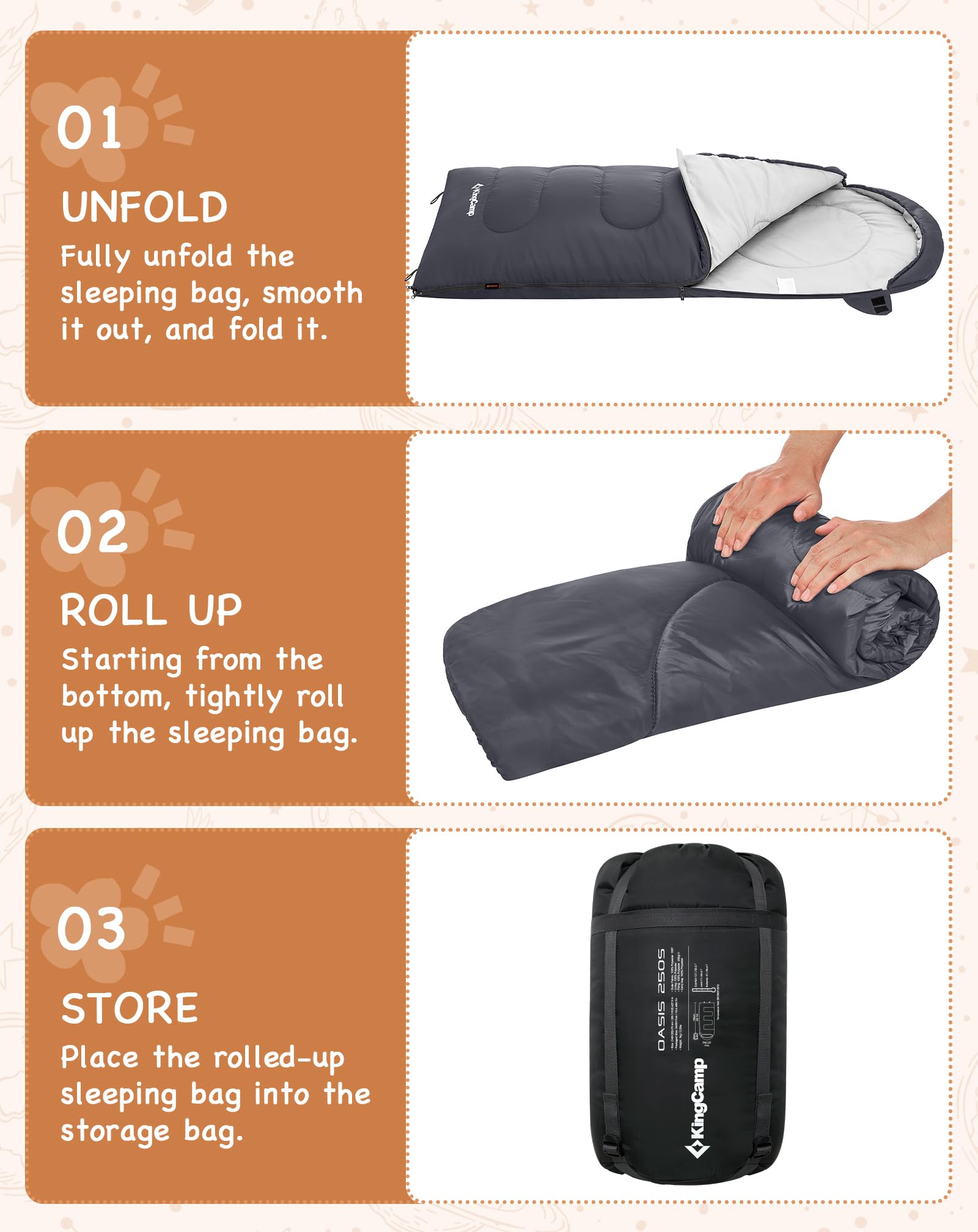 Sac De Couchage Rectangulaire KingCamp Oxygen - Ultraléger 1kg Camping Hiver