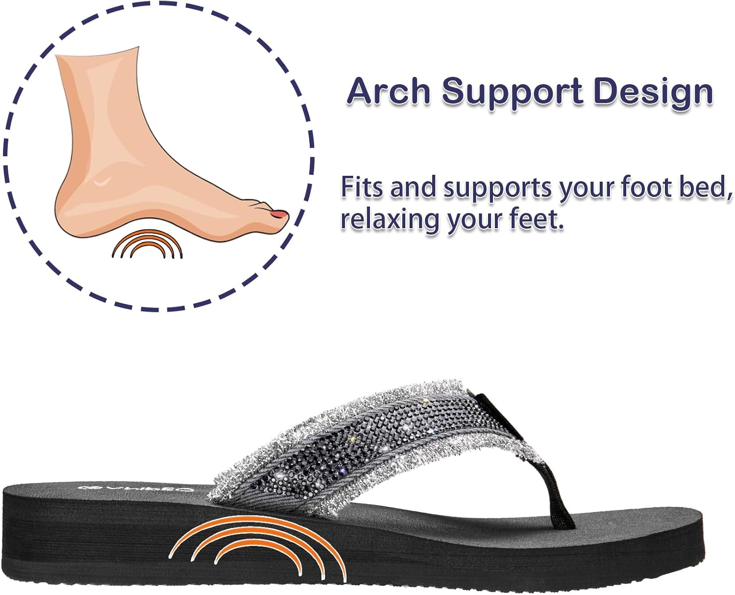 Ampeo Women's Arch Support Flip Flops Comfortable Casual Summer Beach Thong Sandals - Image 3