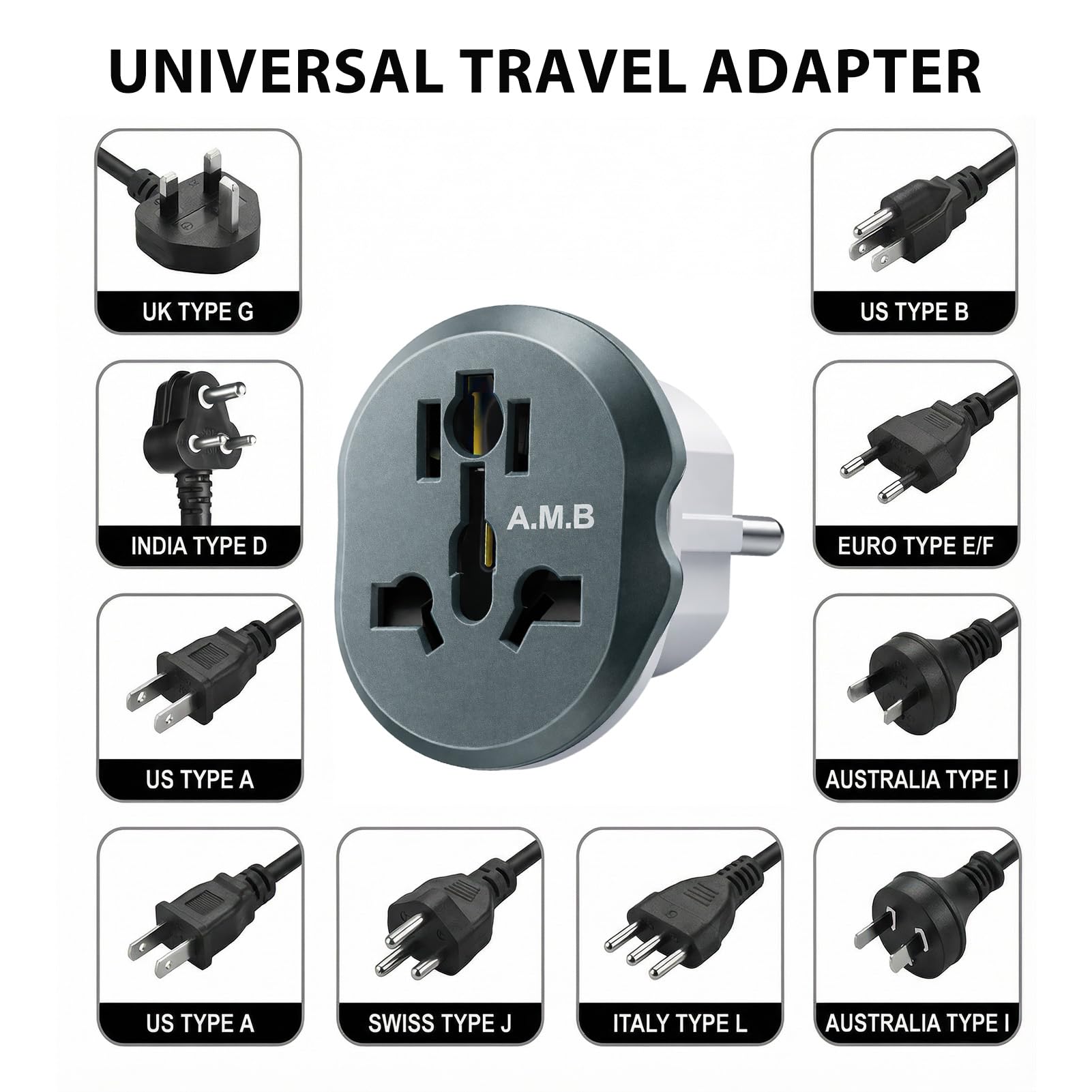 4 Pack Adaptador Enchufe Universal de Viaje, EU Adapter,Adapter Steckdose, Stecker Adapter, Adapter China Deutschland Stecker para Alemania, España, Austria, Países Bajos, Francia, Italia - 5