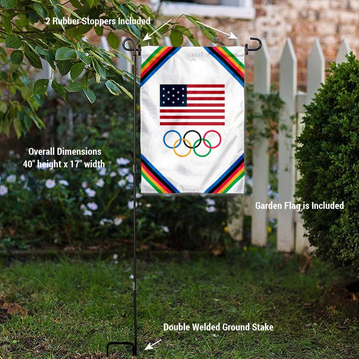 WinCraft Olympic US Team Garden Flag and Pole Stand Holder