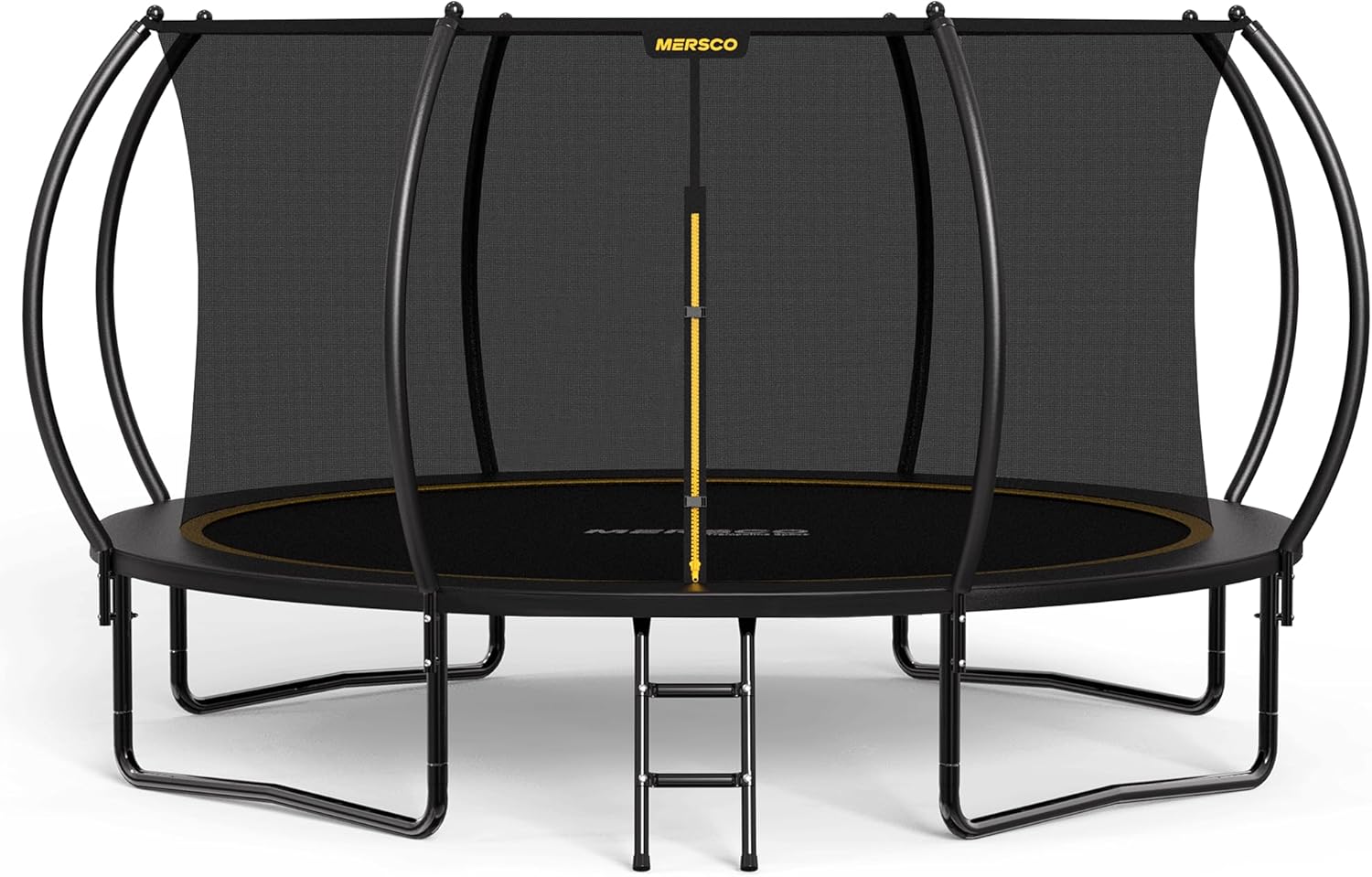 Mersco Trampoline Outdoor 10FT 12FT 14FT with Enclosure and Ladder, ASTM Approved Recreational Trampoline for Kids and Adults, Anti-Rust Coated Frame, Enhanced Weight Capacity