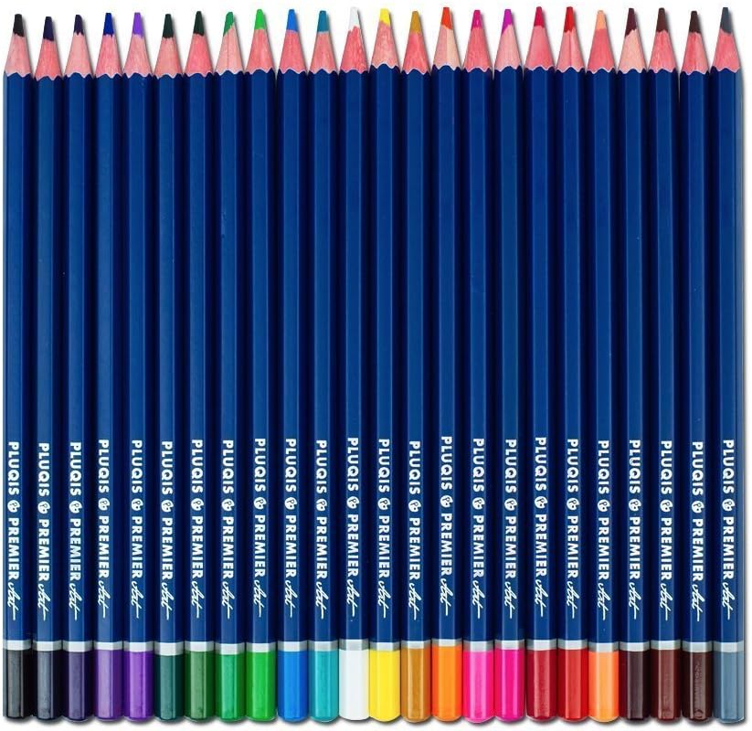 Premium Art Quality Colored Pencils, Set of 24 Colors, Pre-Sharpened, Artist Grade Pigments for College Students, School Supplies and Adult Coloring Books